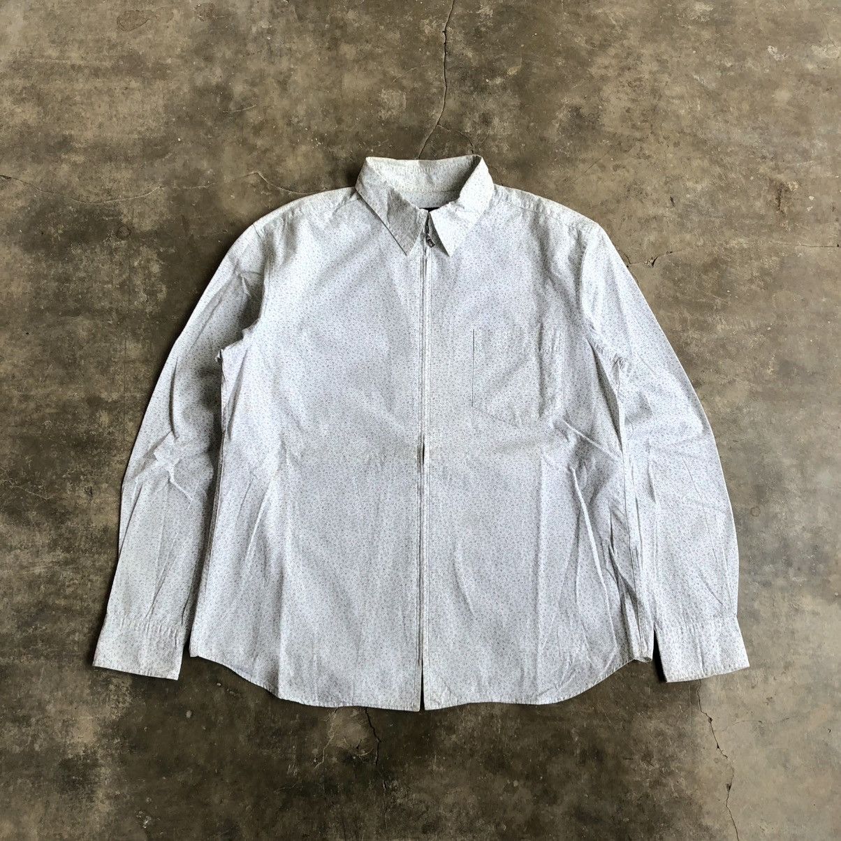 Issey Miyake 2000s Comme Ca Ism Motif Zipper Jacket White Designer Size US L / EU 52-54 / 3 - 1 Thumbnail