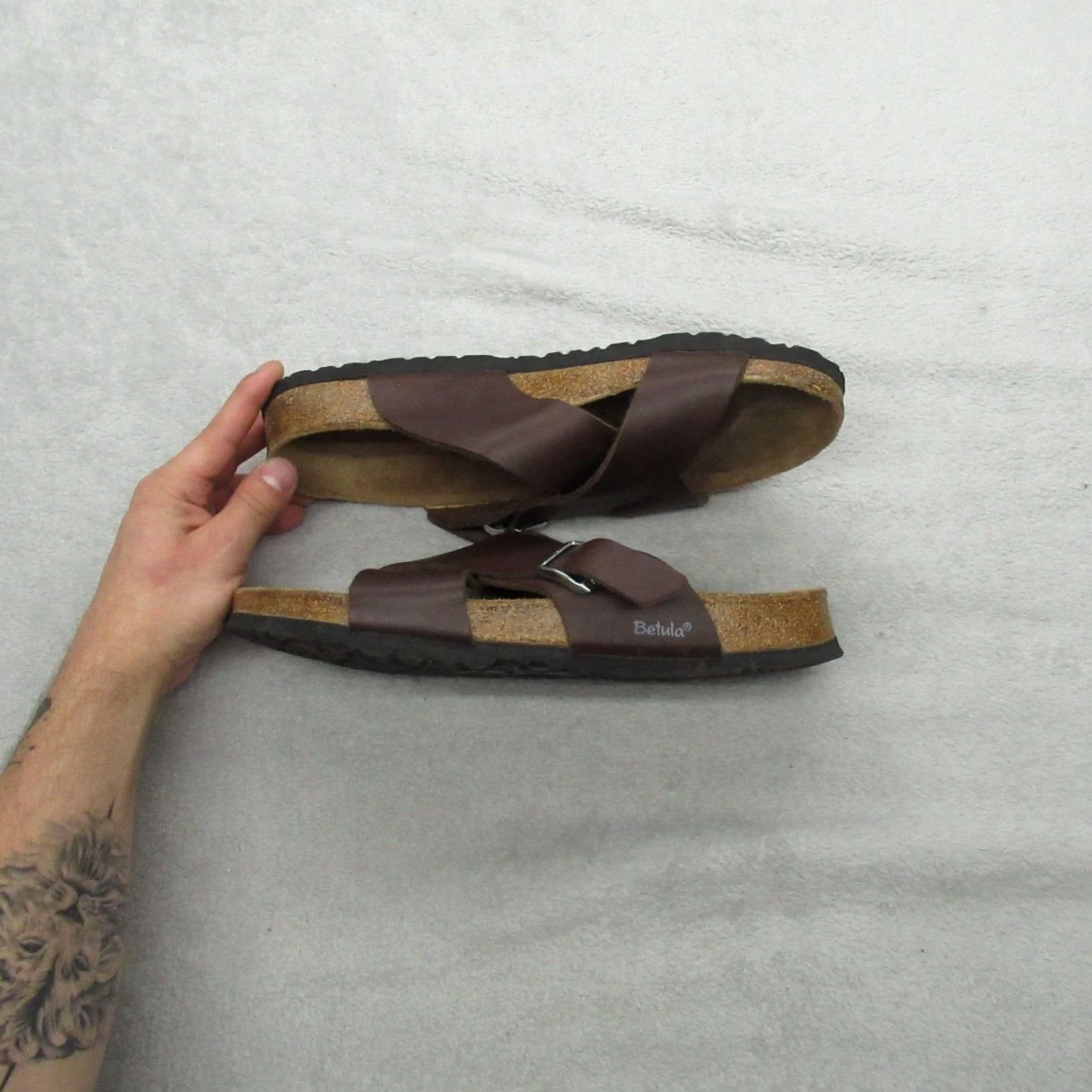 Birkenstock Birkenstock Betula Unisex Sandals Cross Strap Cork Footbed Brown Adjustable Buckle Slide Size ONE SIZE - 4 Thumbnail