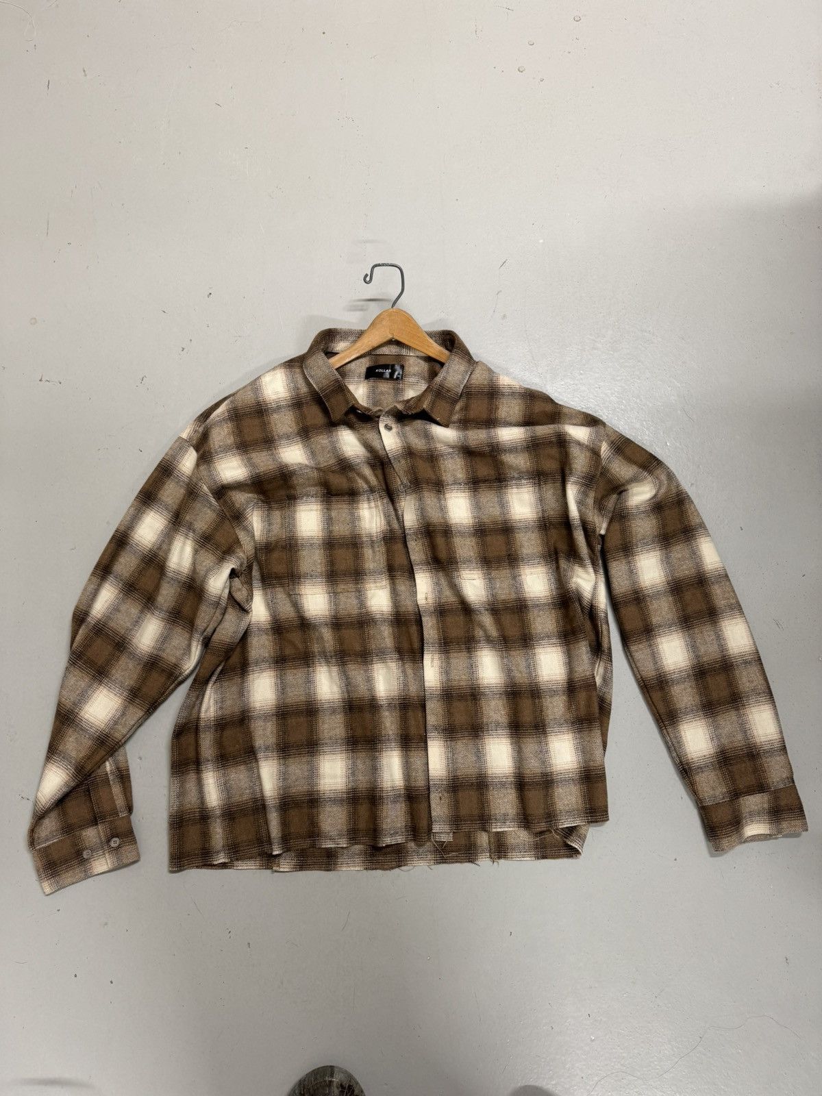 Designer × Kollar Clothing Kollar clothing Flannel Shirt - Beige Size US XXL / EU 58 / 5 - 2 Thumbnail