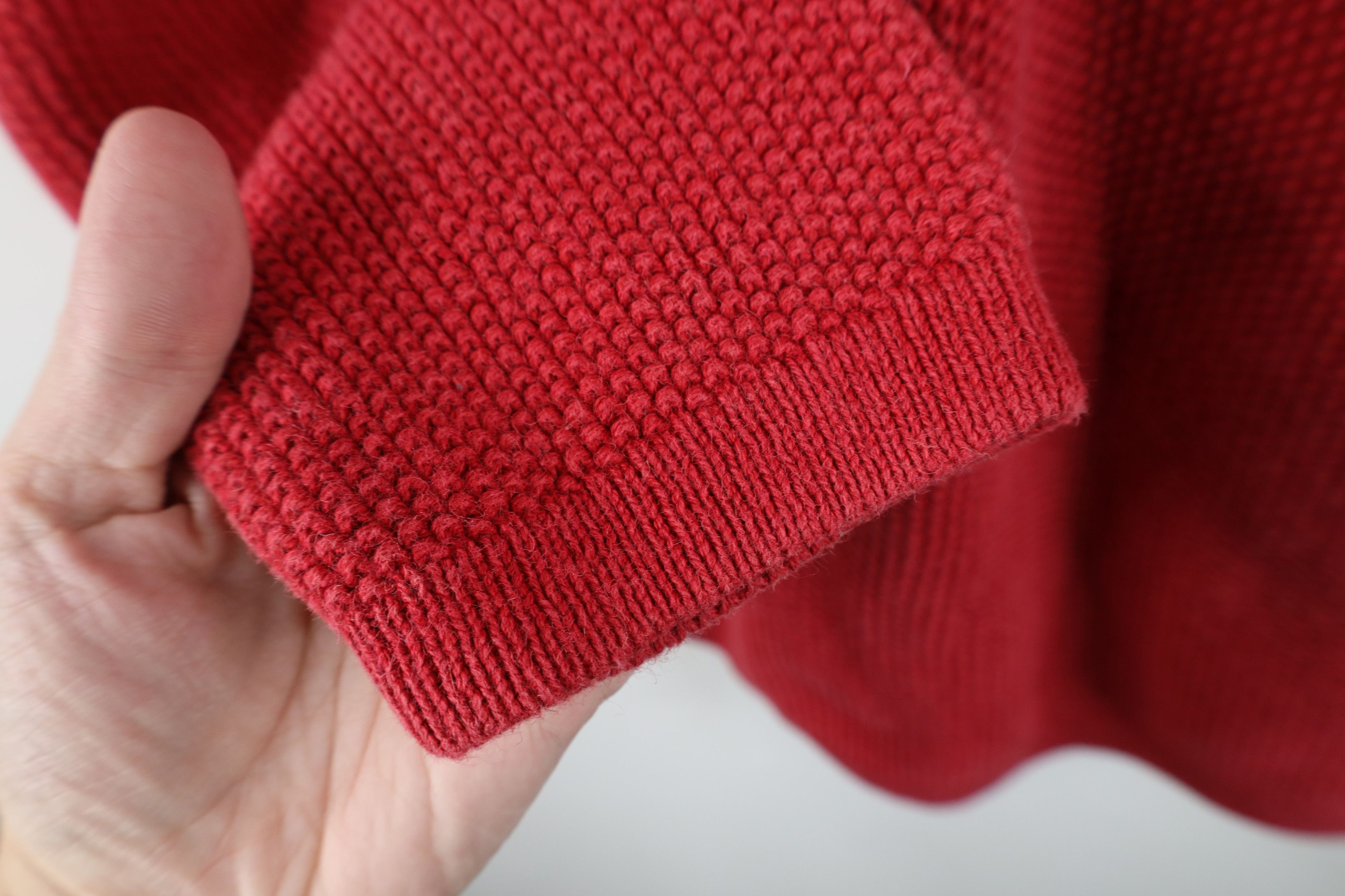 Vintage Vintage 90s Streetwear Blank Thermal Knit Henley Sweater Red Size US L / EU 52-54 / 3 - 6 Thumbnail