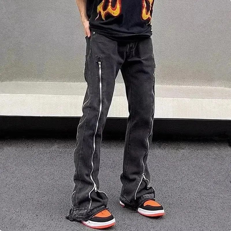 Japanese Brand Bell-bottom jeans with zippers retro hip hop style y2k Size US 32 / EU 48 - 1 Thumbnail