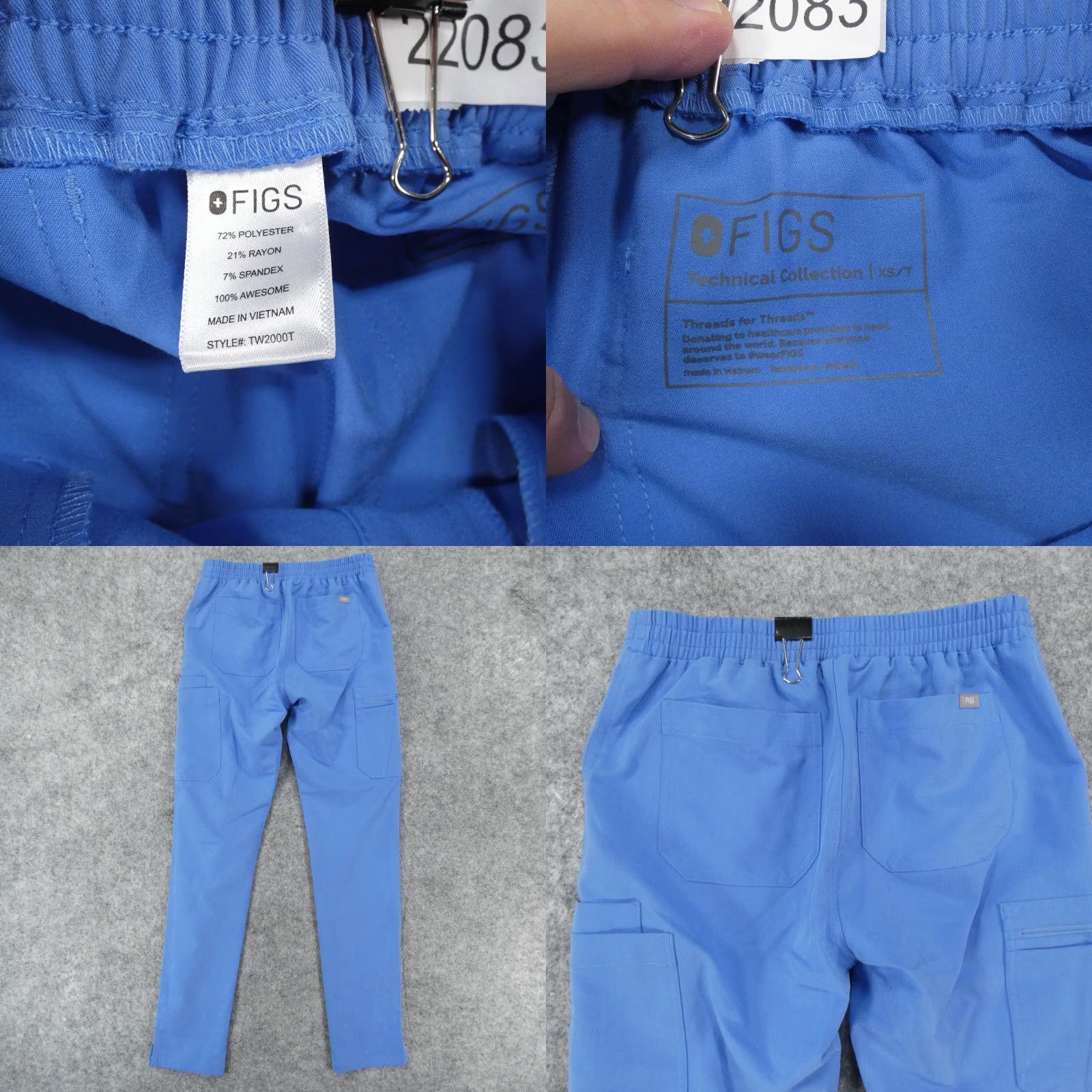 Vintage VINTAGE Figs Technical Collection Scrub Pants Womens Extra Small Blue w Drawstring XS Emergency? Size 26" / US 2 / IT 38 - 9 Thumbnail