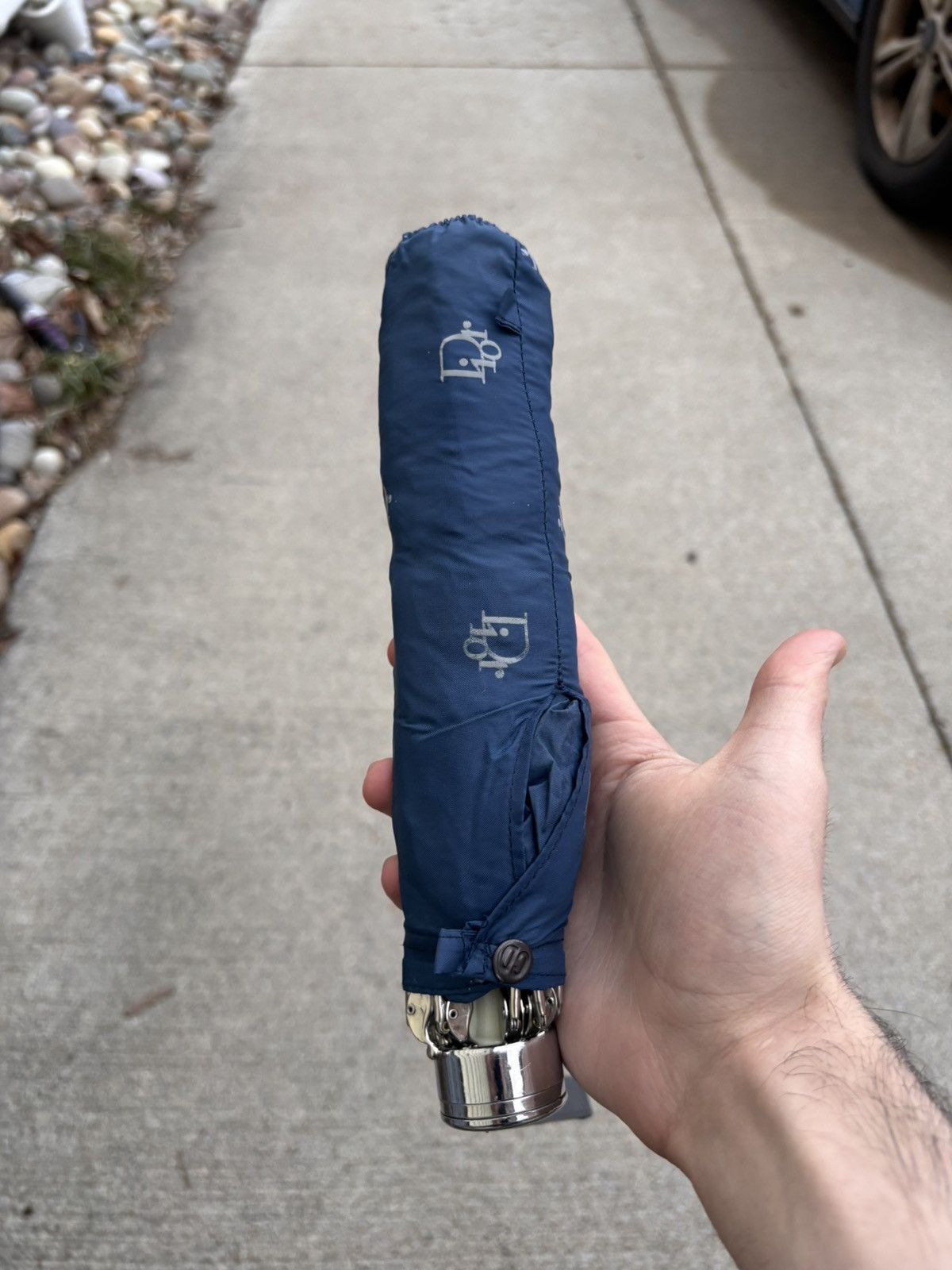 Dior VTG Dior Trotter Blue Monogram Umbrella with Leather Case Size ONE SIZE - 4 Thumbnail