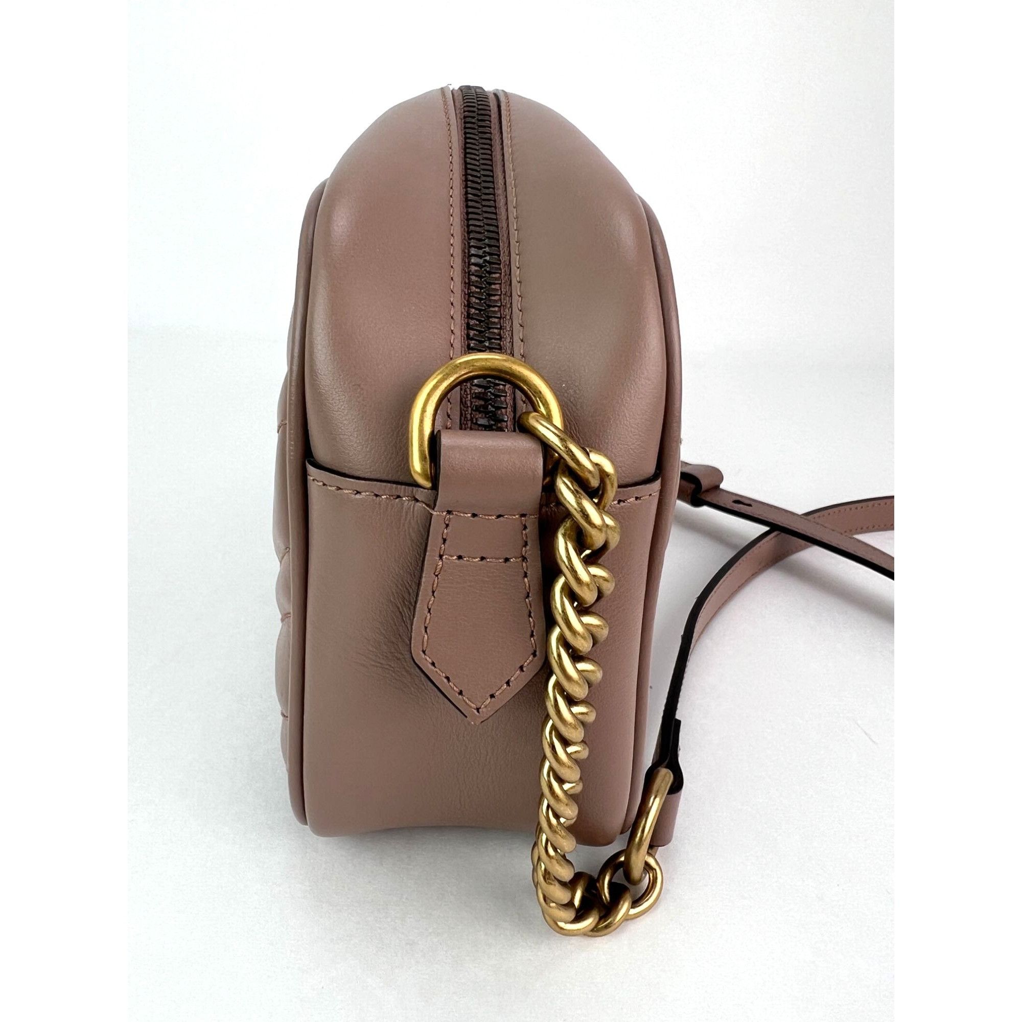 Gucci Gucci GG Marmont Small Chain Beige Matelasse Leather Crossbo Size ONE SIZE - 18 Thumbnail