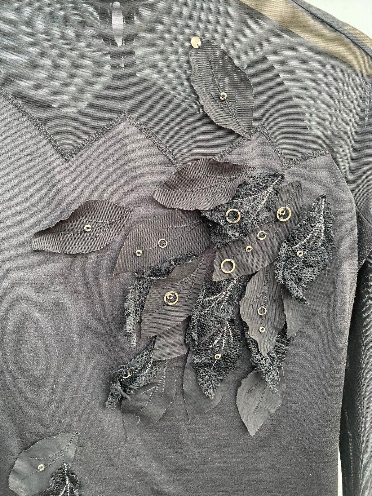 Japanese Brand Paola Dark Romantic Mesh Top Japan Leaves & Embellishments Size S / US 4 / IT 40 - 8 Thumbnail