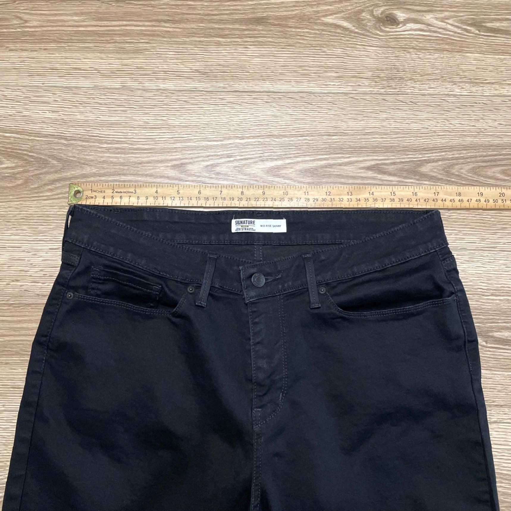 Vintage Levi Strauss Signature Gold Women's Black Stretch Mid Rise Skinny Pants 16M Size 38" / US 16 / IT 52 - 4 Thumbnail