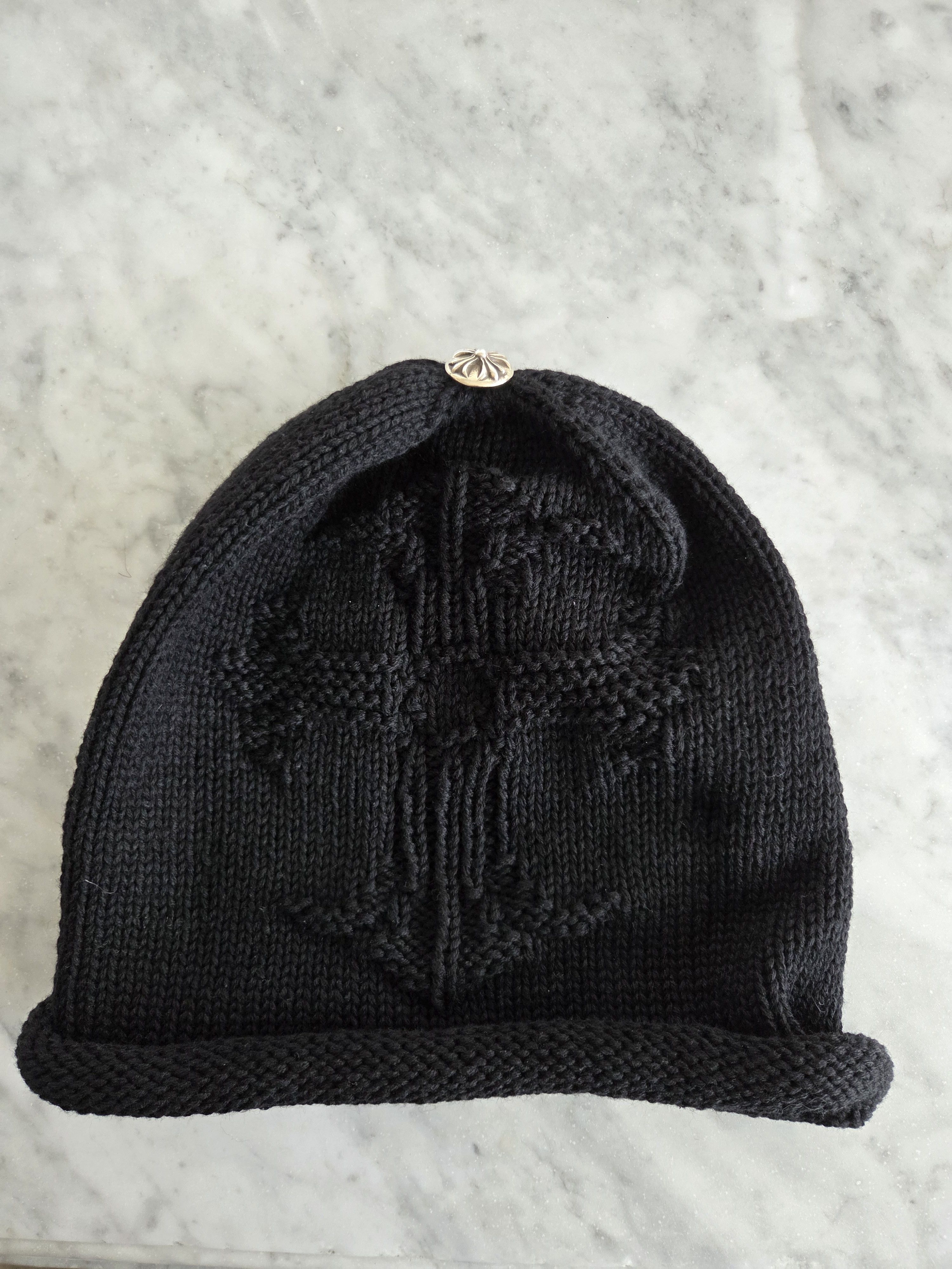 Chrome Hearts Chrome Hearts Black Cashmere Cross Knit Beanie hat Size ONE SIZE - 2 Thumbnail