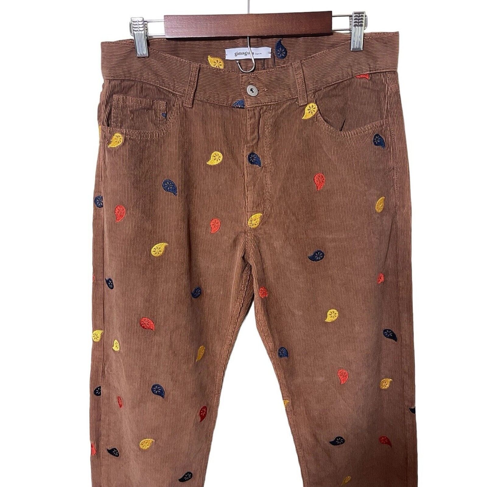 Gimaguas Gimaguas Corduroy Womens Pants 40 Eu 8 US Brown Embroidered Size 30" / US 8 / IT 44 - 2 Thumbnail