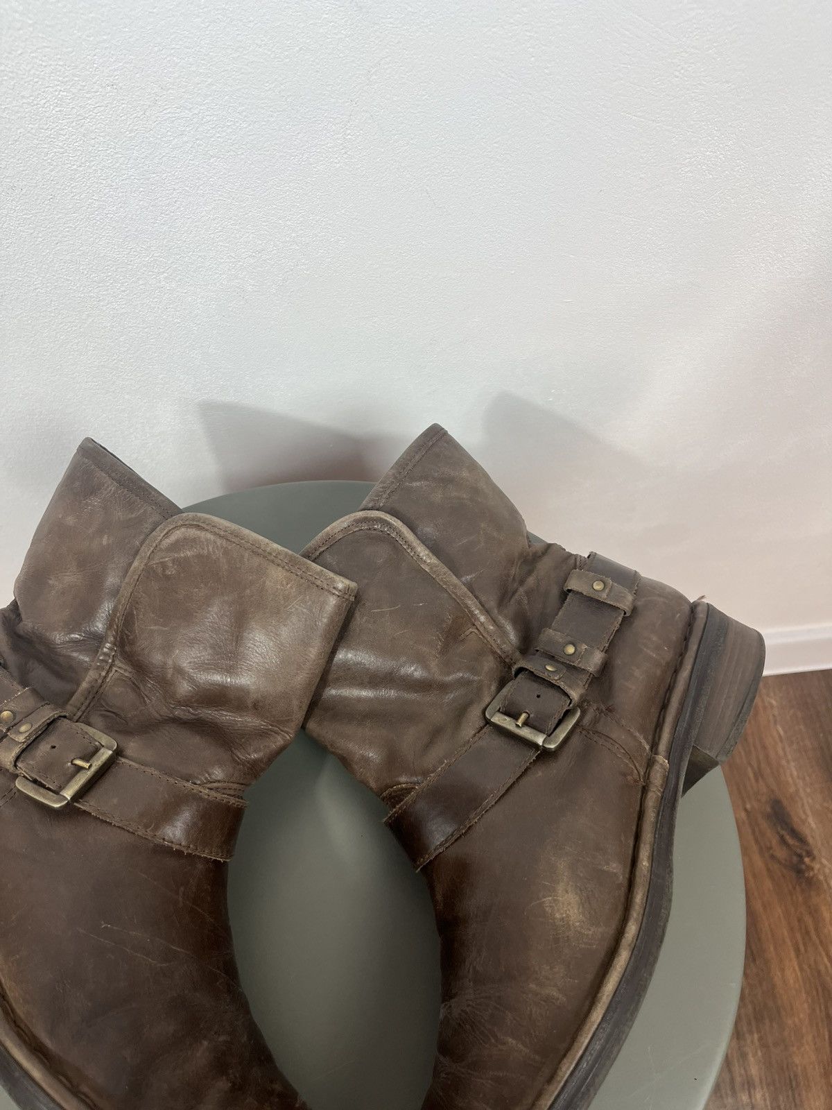 Other Men’s Brown Leather Biker Ankle Boots Buckle EU 41.5 Size US 8.5 / EU 41-42 - 6 Thumbnail