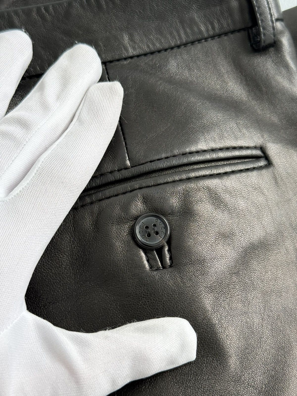 Gucci Gucci Tom Ford Era Dark Brown Black Lambskin Leather Pants Size US 35 - 14 Thumbnail