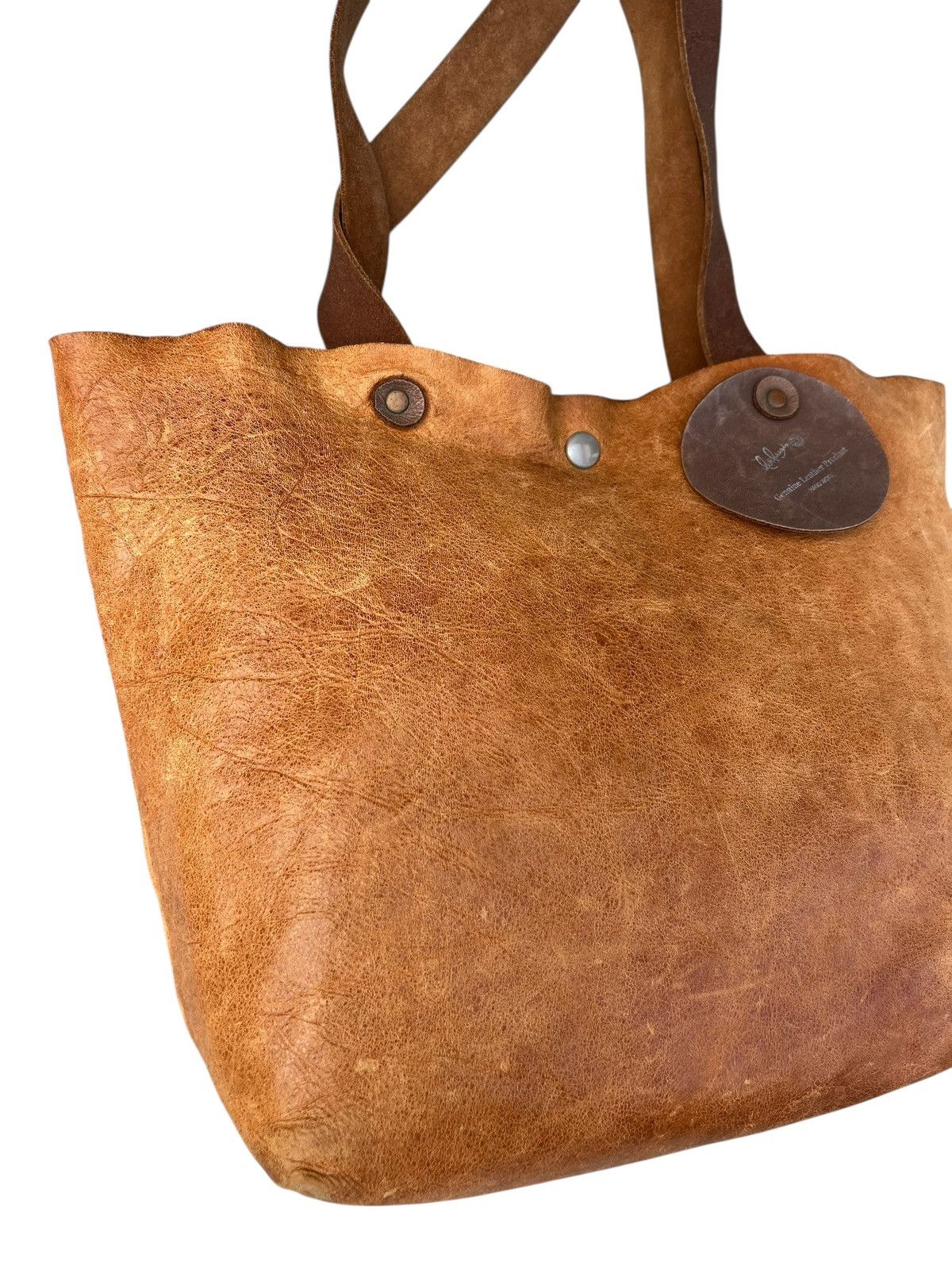 Leather Vintage Bia Baggio Japan Distressed Patina Leather Tote Bag Size ONE SIZE - 10 Thumbnail