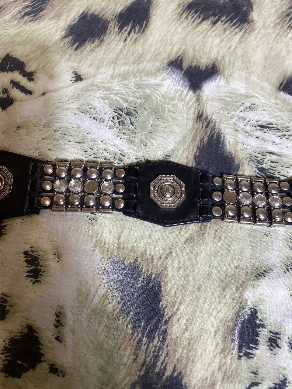 Japanese Brand × Vintage VINTAGE RHINESTONES BLACK LEATHER BELT BB SIMON STYLE Size ONE SIZE - 3 Thumbnail