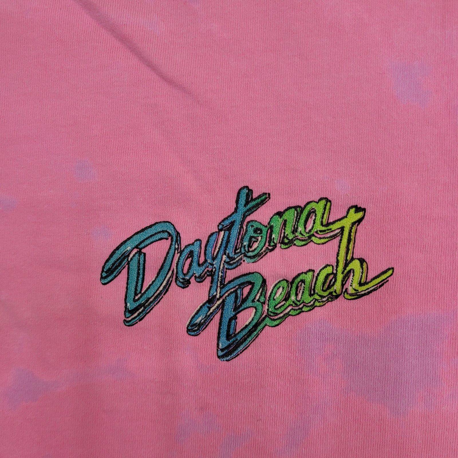 Fruit Of The Loom VTG 90s Daytona Beach Neon Pink T-Shirt Womens M/L Bleached Size L / US 10 / IT 46 - 3 Thumbnail