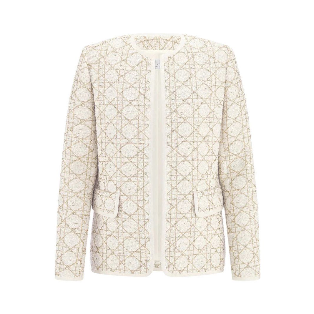 Dior DIOR $5600 Macrocannage White/Black Wool Tweed Jacket New & Size XS / US 0-2 / IT 36-38 - 1 Thumbnail