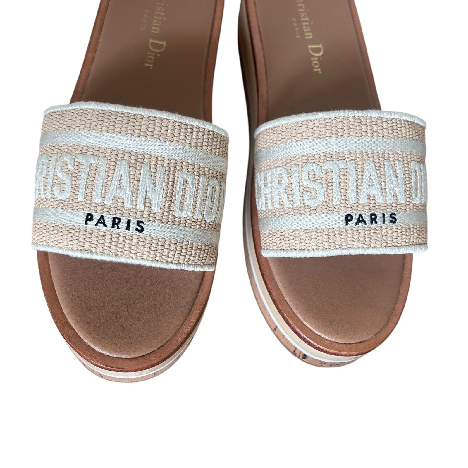 Dior Dior Dioriviera Dway Natural Beige Platform Slides Sz 39 Size US 8 / IT 38 - 4 Thumbnail
