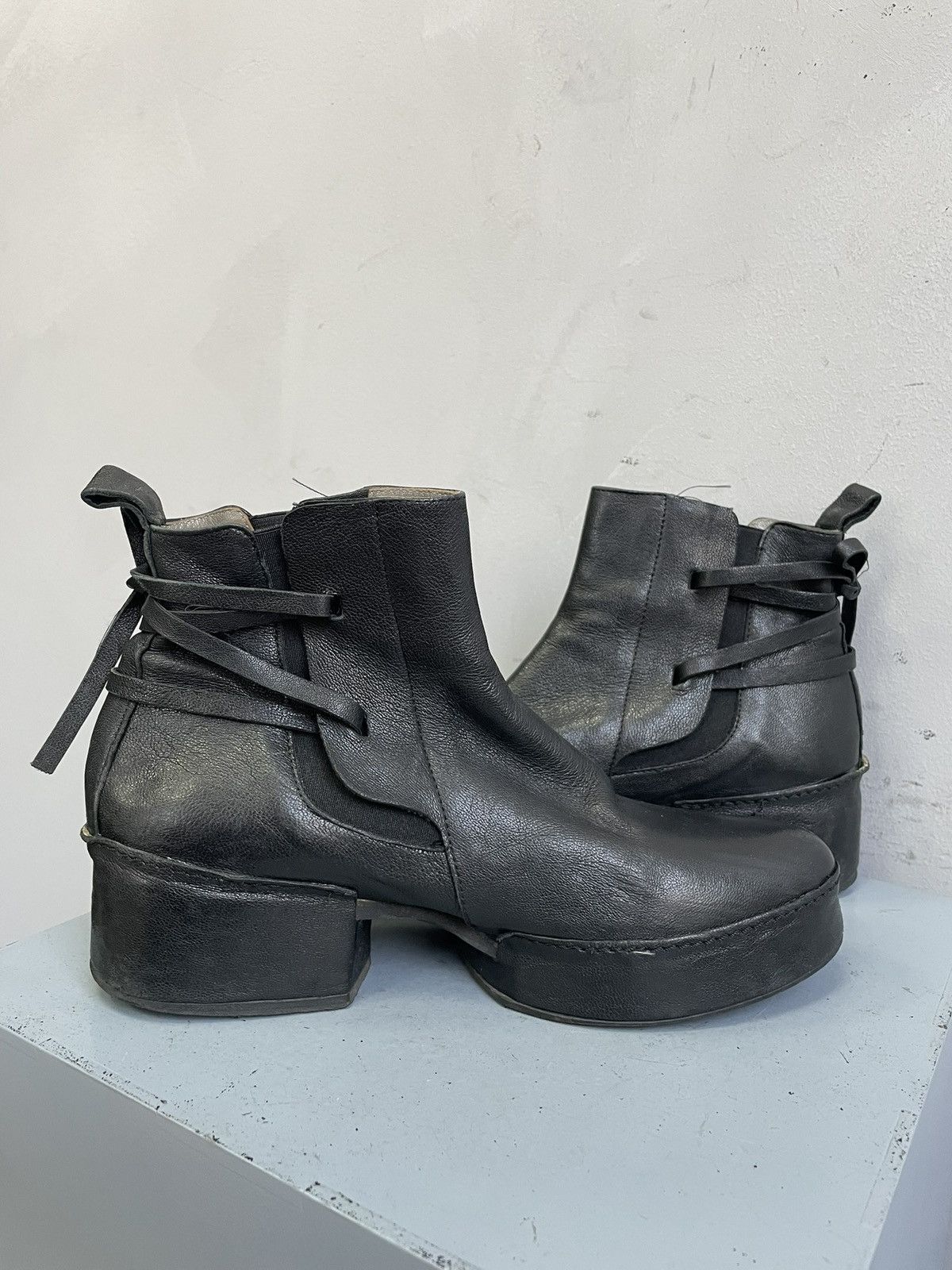 A.S.98 Black Leather Boots rick owens style avant garde y2k Style Size US 8 / IT 38 - 9 Thumbnail