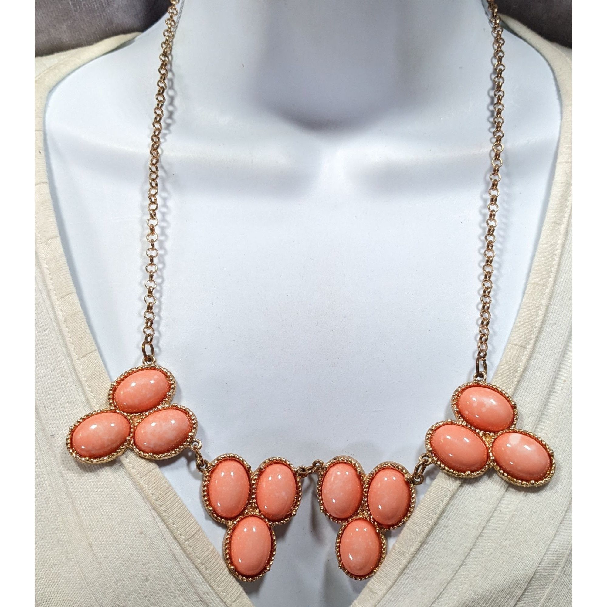 Other Y2K Mottled Peach Cabochon Floral Necklace Size ONE SIZE - 5 Thumbnail