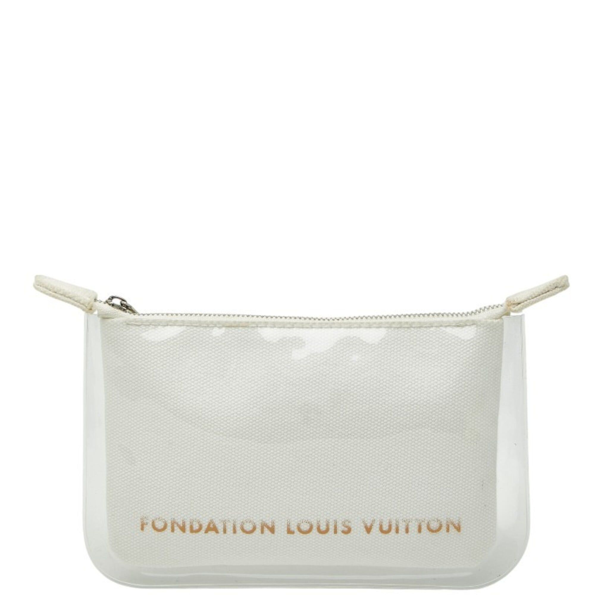 Louis Vuitton Louis Vuitton Fondation LOUIS VUITTON Handbag Pouch Cosmetic Small Item Case White Cotton Women's Size ONE SIZE - 1 Thumbnail
