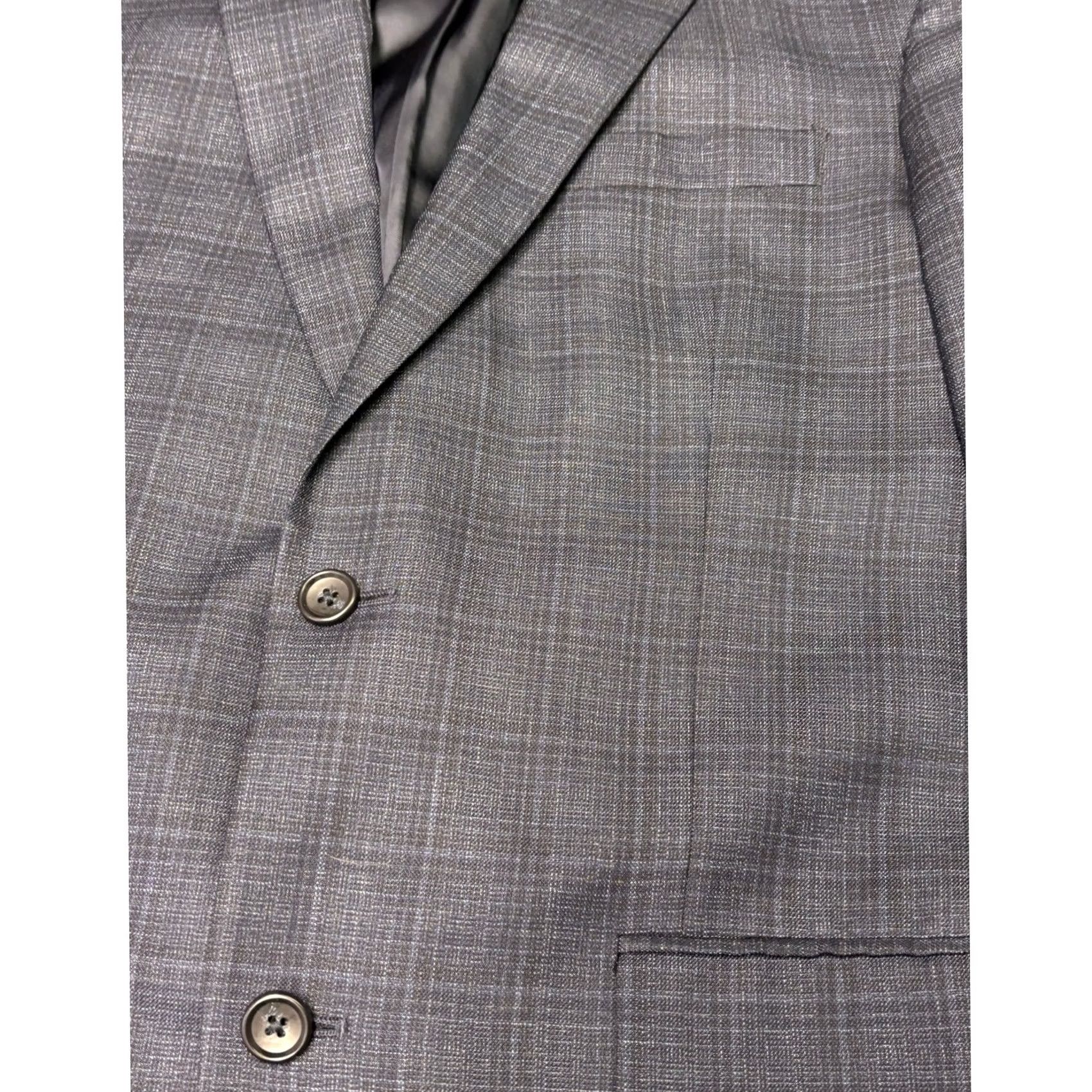 Vintage VINTAGE? No. Jos A Bank Signature Collection Mens Plaid Wool Blend Sport Coat 40L Blazer Navy Size 40R - 2 Thumbnail