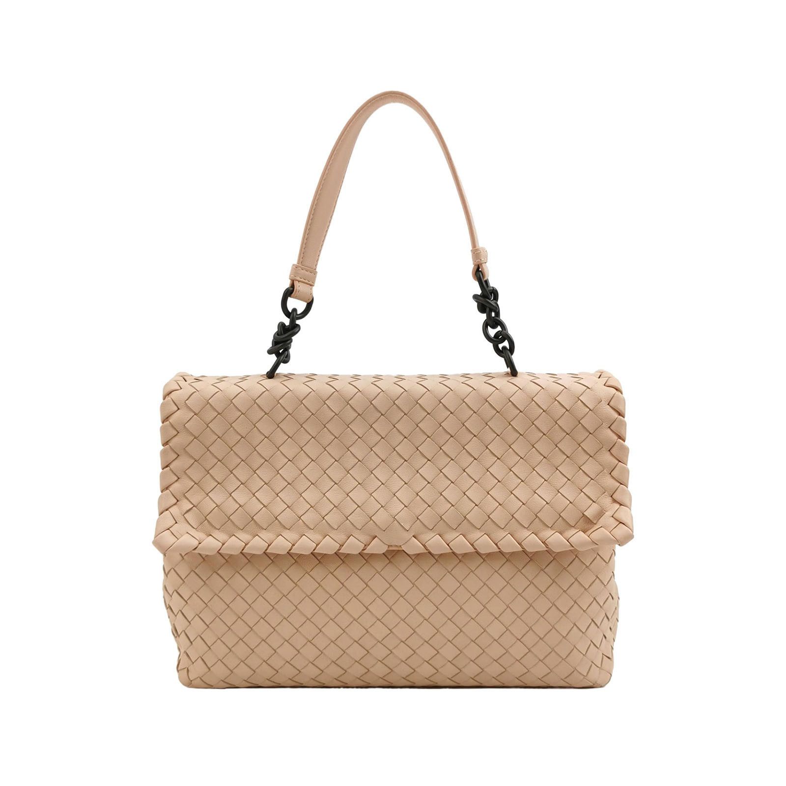 Bottega Veneta Olimpia Intrecciato Leather Handle Bag in Beige, Women's