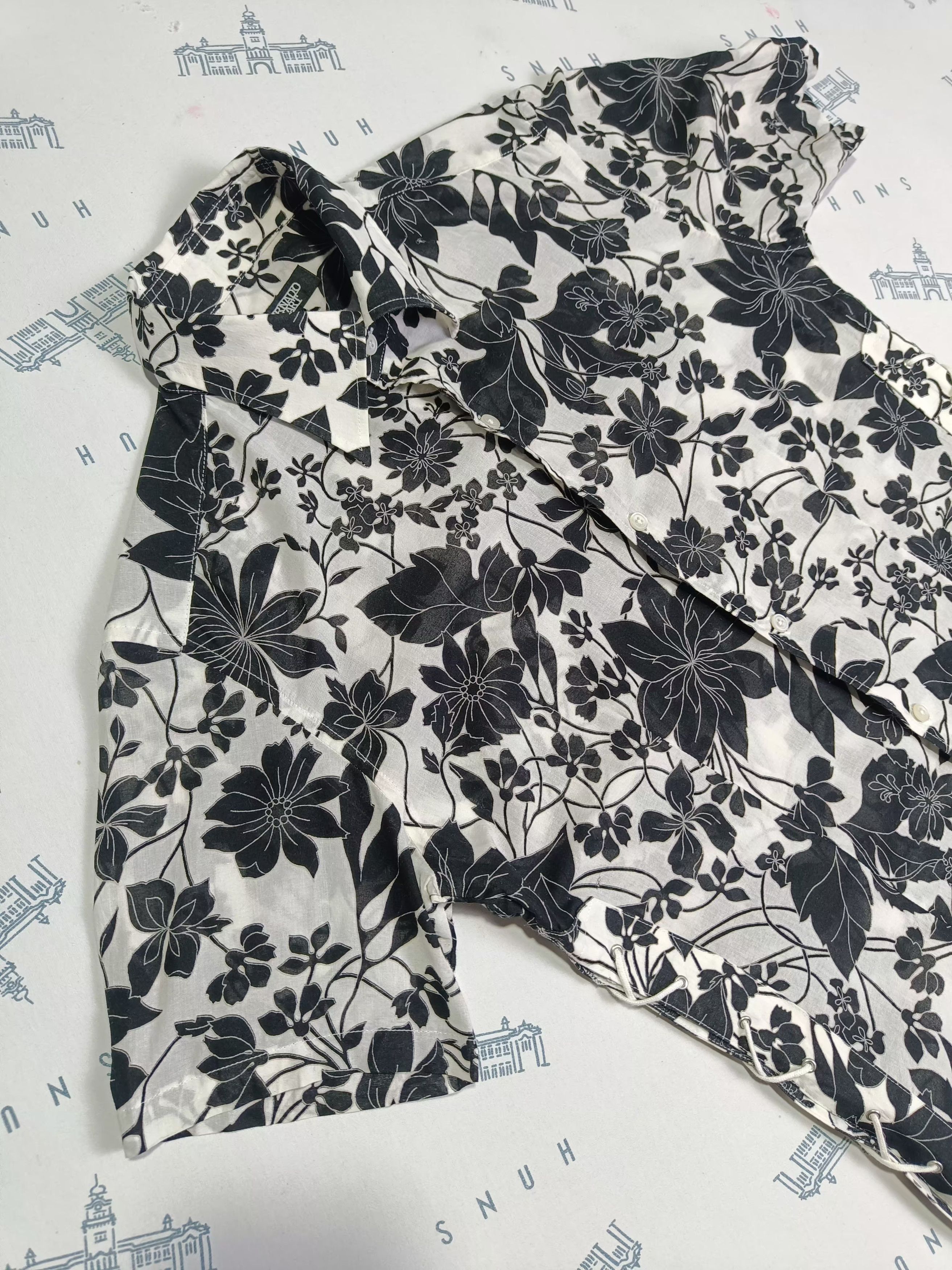 Tornado Mart Tornado Mart Side Laces Floral Printed Hawaiian Shirt Size L / US 10 / IT 46 - 14 Thumbnail