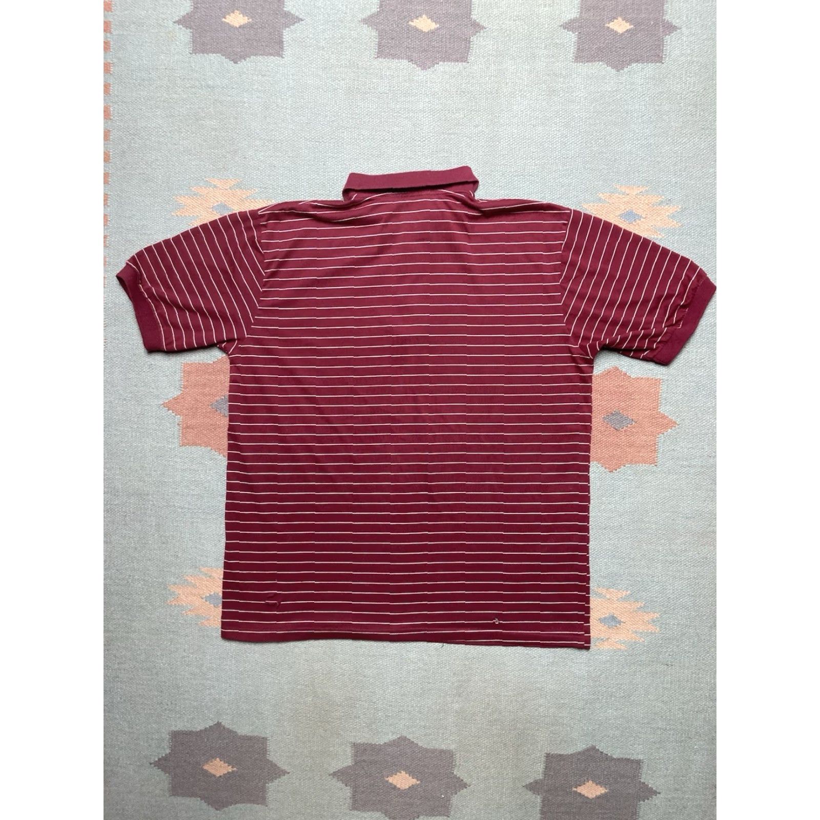 Sears VINTAGE 80s Polo Shirt Striped Maroon Red Sears Large Short Sleeve Men L Size US L / EU 52-54 / 3 - 5 Thumbnail