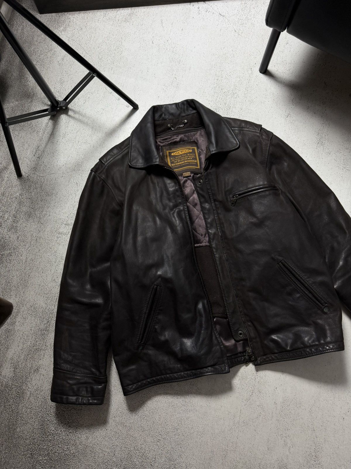 Genuine Leather Oakwood Vintage Real Leather USA Black Jacket Size US XL / EU 56 / 4 - 4 Thumbnail