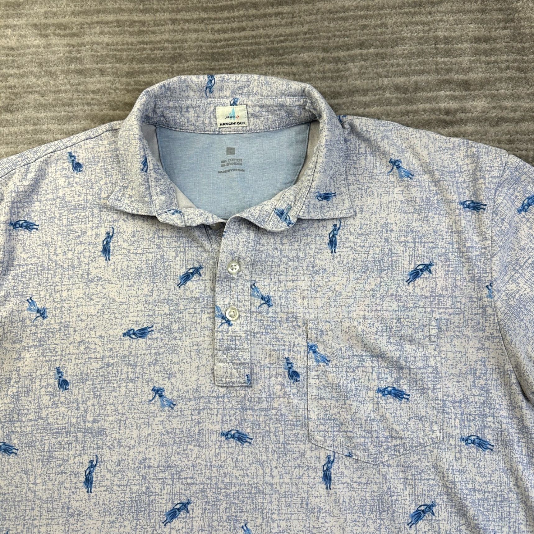 johnnie-O Johnnie O Polo Shirt Mens Large Blue Purple All Over Print Spotted Performance Size US L / EU 52-54 / 3 - 3 Thumbnail