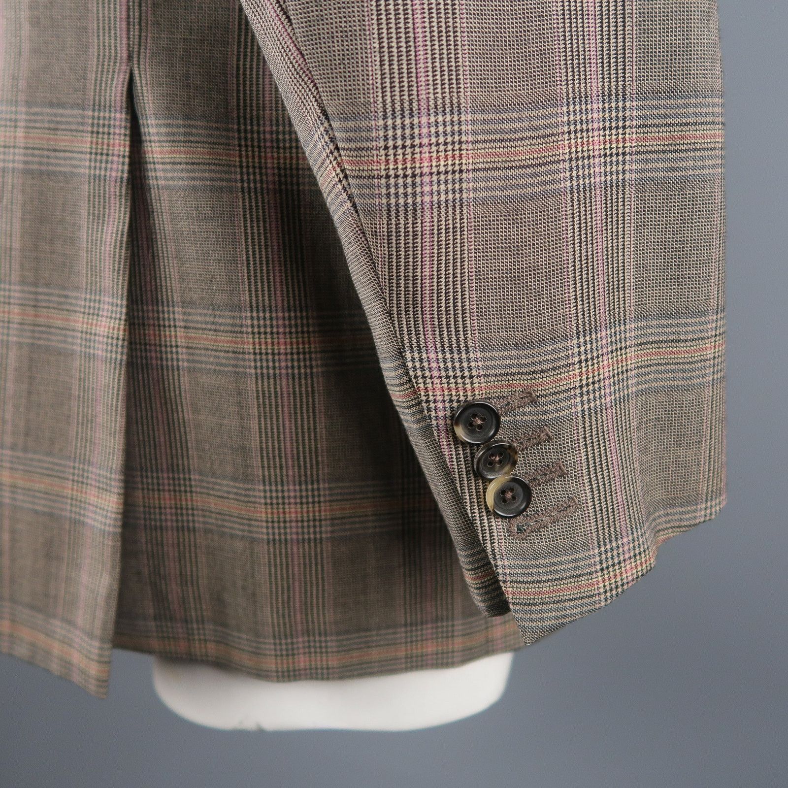 Isaia ISAIA Size 46 Long Brown Plaid Wool Notch Lapel Sport Coat Size 46R - 9 Thumbnail