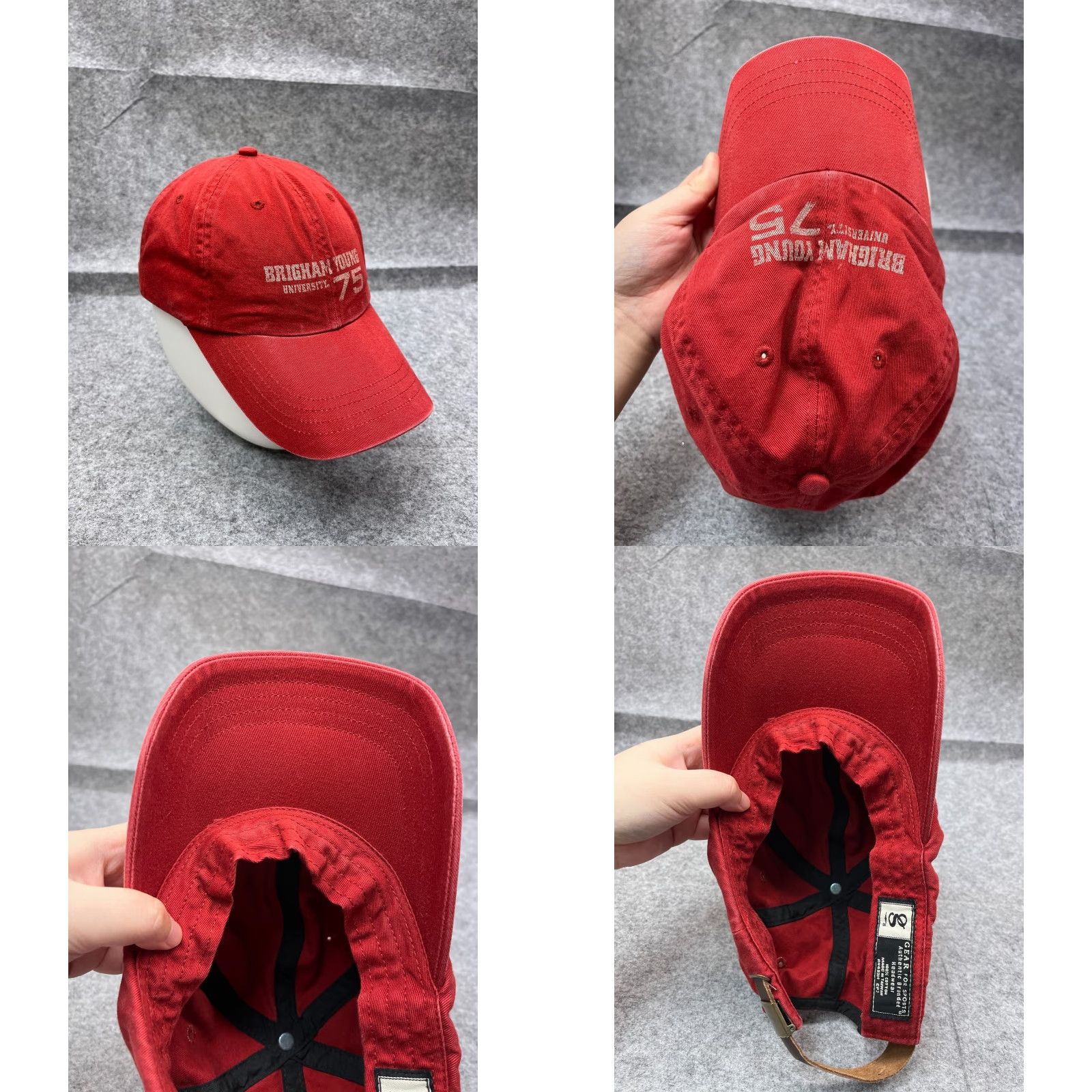 Vintage VINTAGE Brigham Young University Hat Cap Strap Back Adult One Size Red 100% Cotton Baseball Cap Mens Size ONE SIZE - 8 Thumbnail