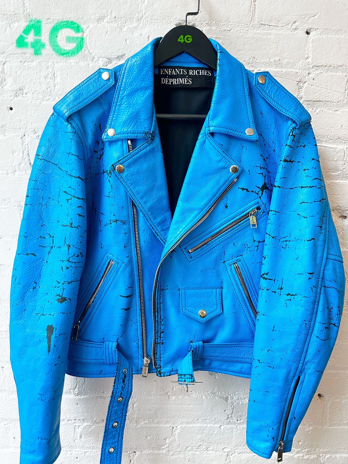 Enfants Riches Deprimes ERD EARLY COLLECTION CRACKED TURQUOISE LEATHER JACKET S M Size US S / EU 44-46 / 1 - 1 Thumbnail