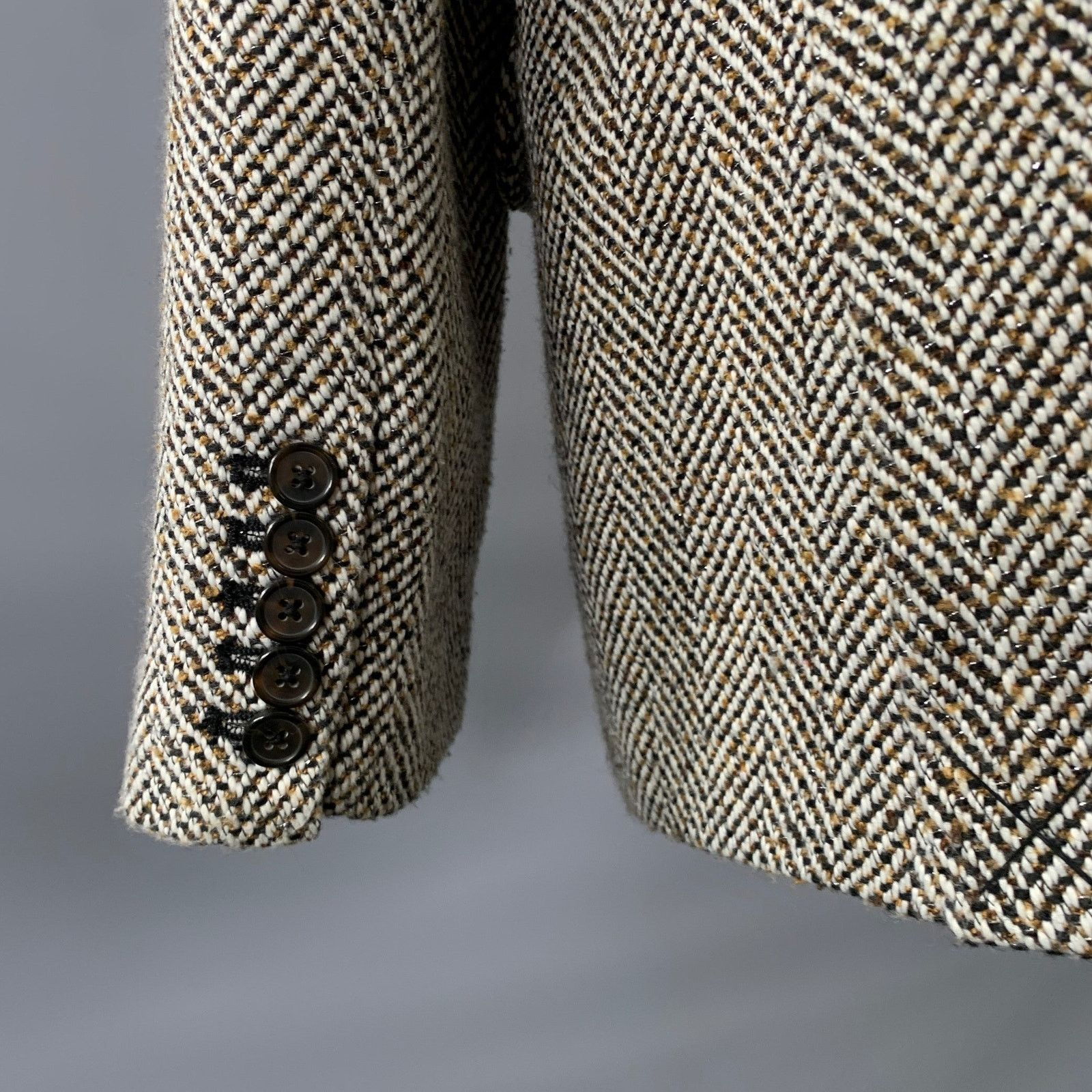 Other SAINTART S Tan Black Herringbone Notch Lapel Coat Size 36S - 5 Thumbnail