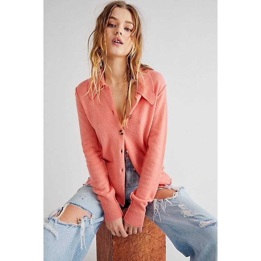 Free People New Free People Paloma Cashmere Cardi SWEATER $158 XS Pink Size XS / US 0-2 / IT 36-38 - 1 Thumbnail