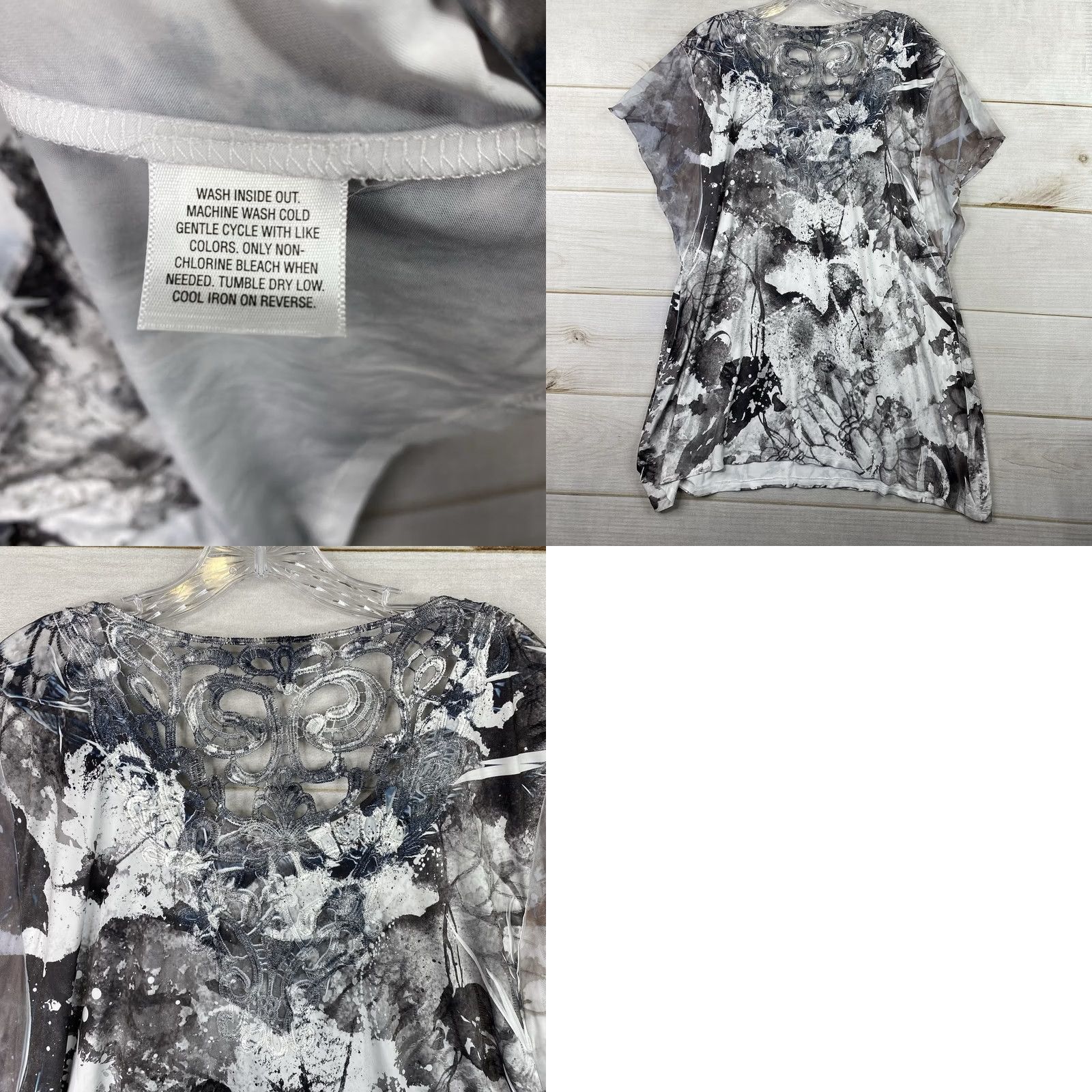 Style & Co Style&co Top Womens XL Multicolor Tie Dye Ruffle Studded Overlay Jersey Cap Sleeve Pullover Casual Shirt Womens XL Size XL / US 12-14 / IT 48-50 - 8 Thumbnail