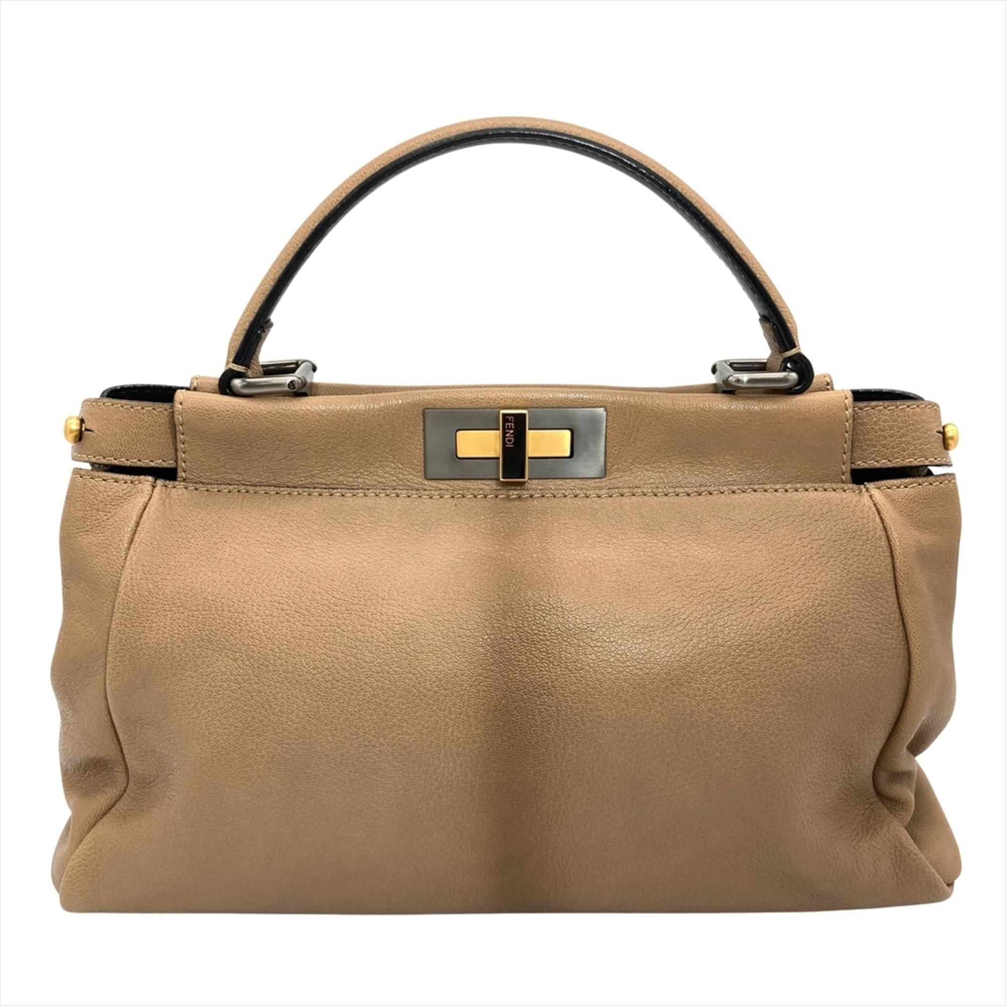 Fendi Fendi Peekaboo Medium Handbag, Leather, 2579-8BN211-BFQ 098, Camel, Gold, Silver Hardware, Brown, Women's Size ONE SIZE - 1 Thumbnail