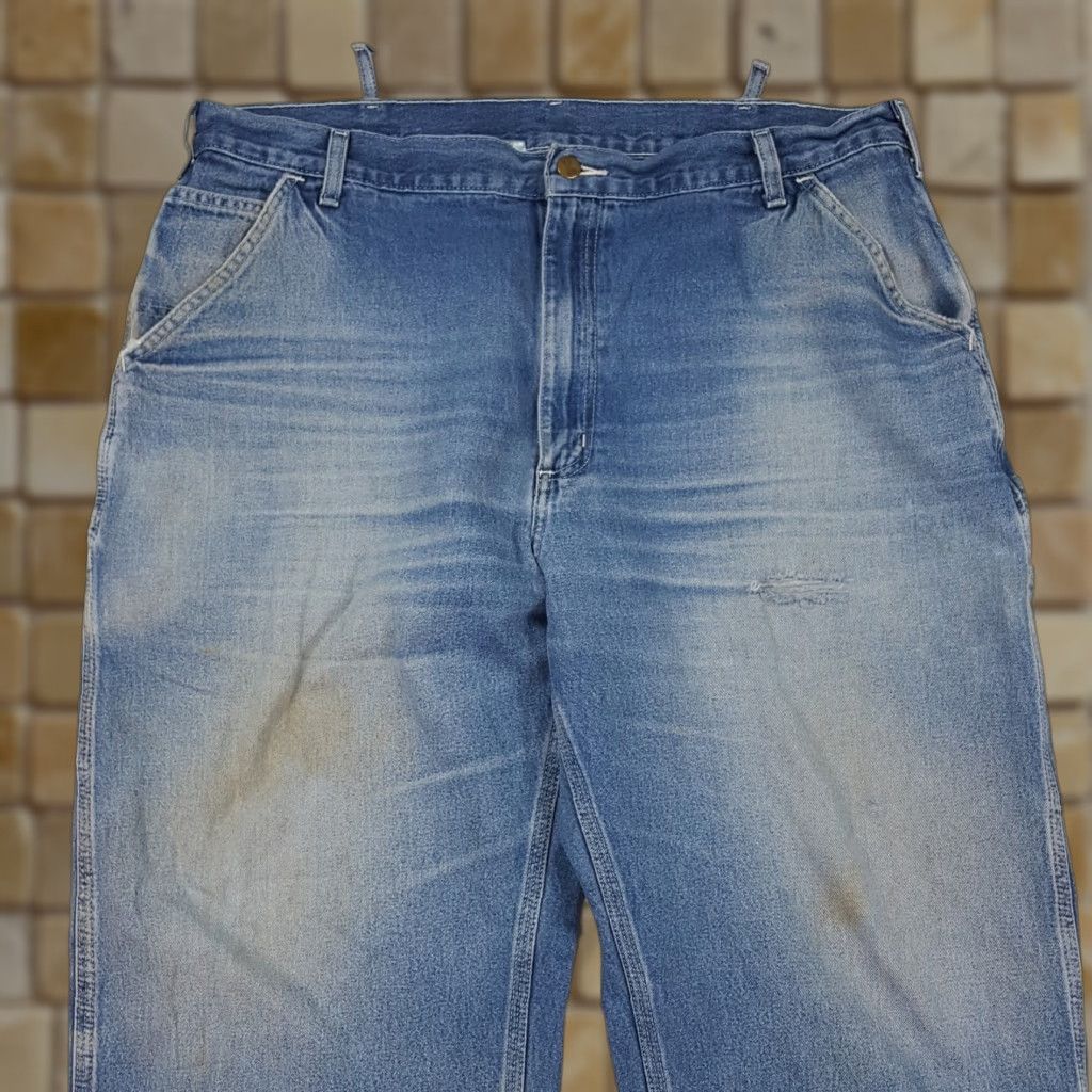 Carhartt VINTAGE Carhartt Jeans Denim 40x32 Blue Distressed Faded Grunge Workwear 90s Mens Carhartt Jeans Size US 40 / EU 56 - 1 Thumbnail