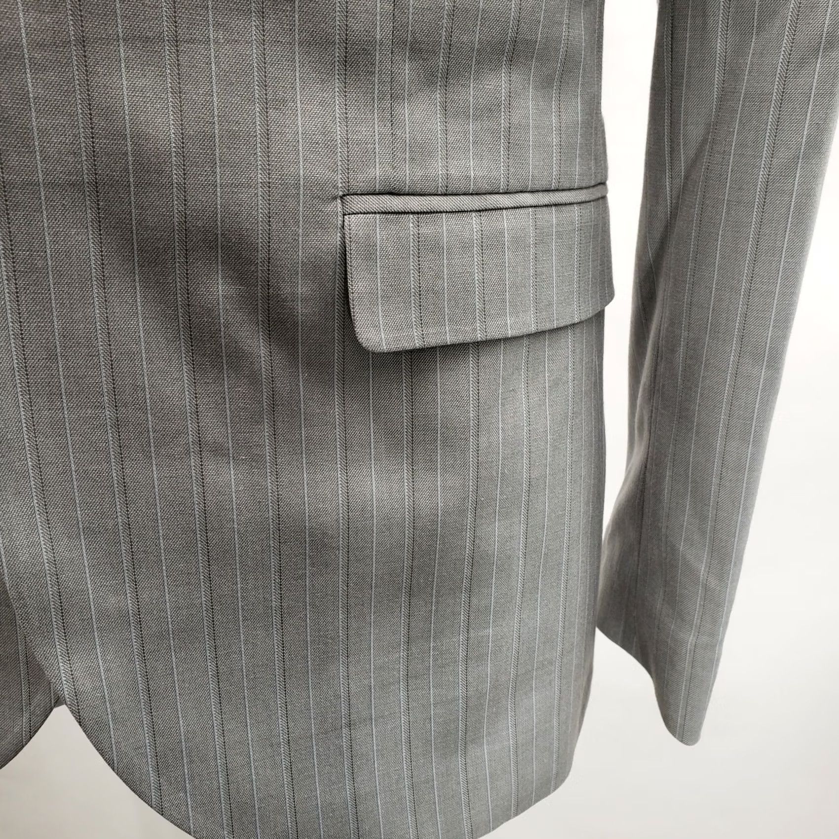 Topman Topman Grey Striped Blazer One Button Size 36R Regular Mens Jacket Blazer Coat Notch Lapel Slim Fit Vintage No Size 36R - 6 Thumbnail