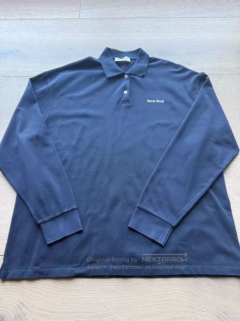 Miu Miu Miu Miu Size s Dark blue long sleeve Polo shirt Size S / US 4 / IT 40 - 1 Thumbnail