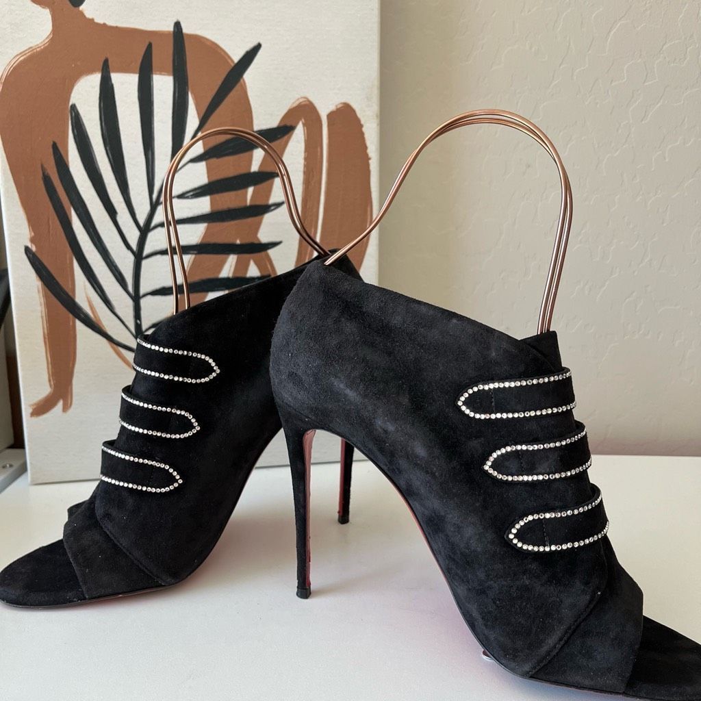Christian Louboutin Christian Louboutin Heels Triplica Strass 100 Suede Booties Size US 9 / IT 39 - 10 Thumbnail