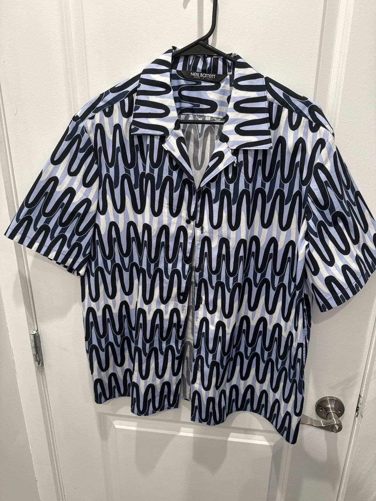 image of Neil Barrett Ss/22 Camp Shirt in Blue, Men's (Size XL)