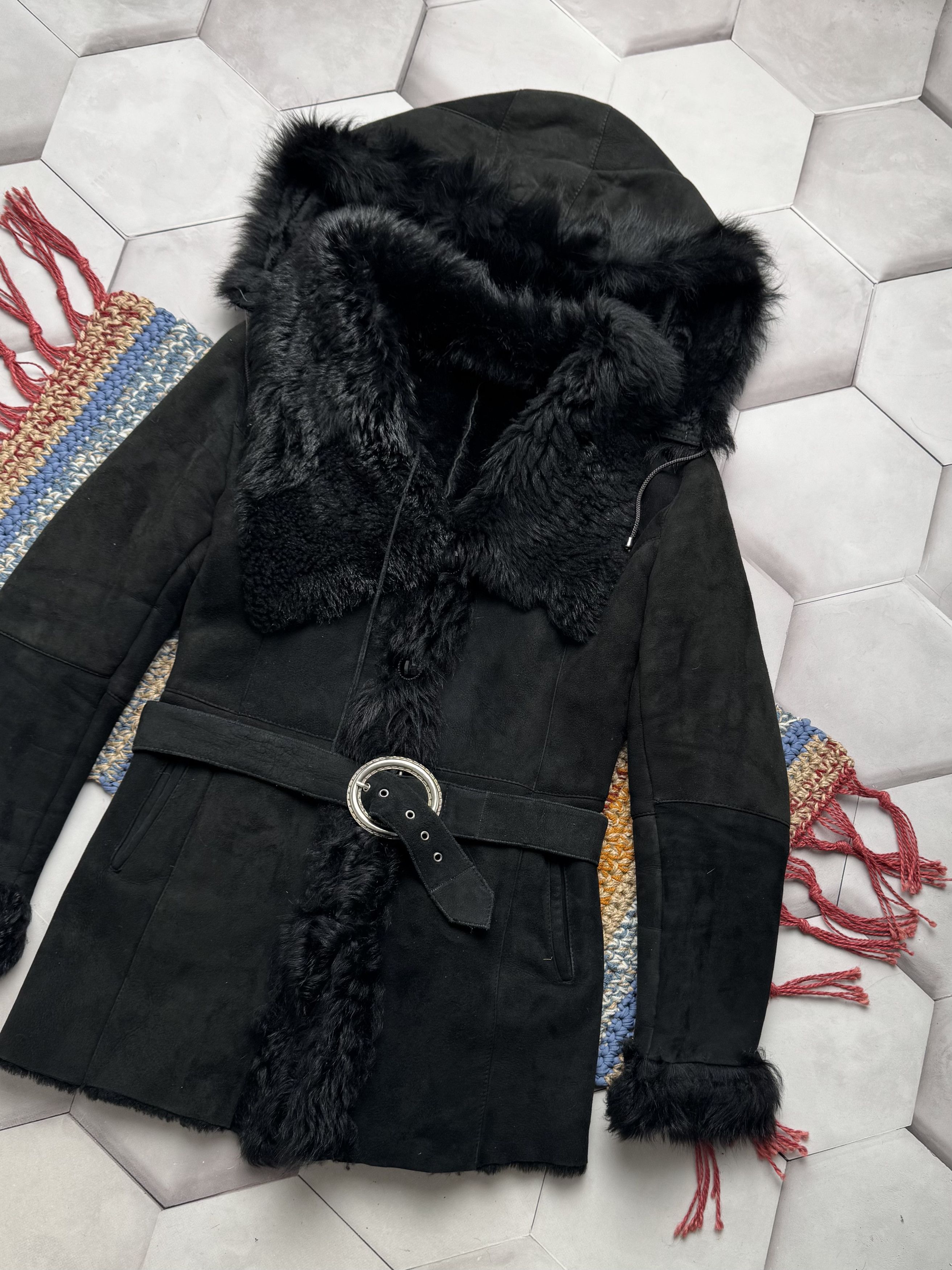 Japanese Brand Vintage Real Sheepskin Hooded Coat (E4) Size XS / US 0-2 / IT 36-38 - 3 Thumbnail