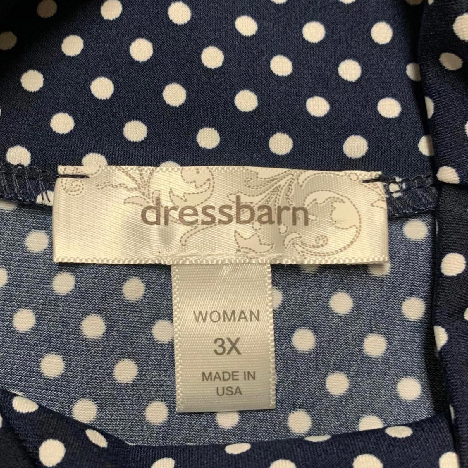 Other Dressbarn Women's Size 3X Navy White Polka Dot Blouse USA Size 3XL / US 20-22 - 2 Thumbnail