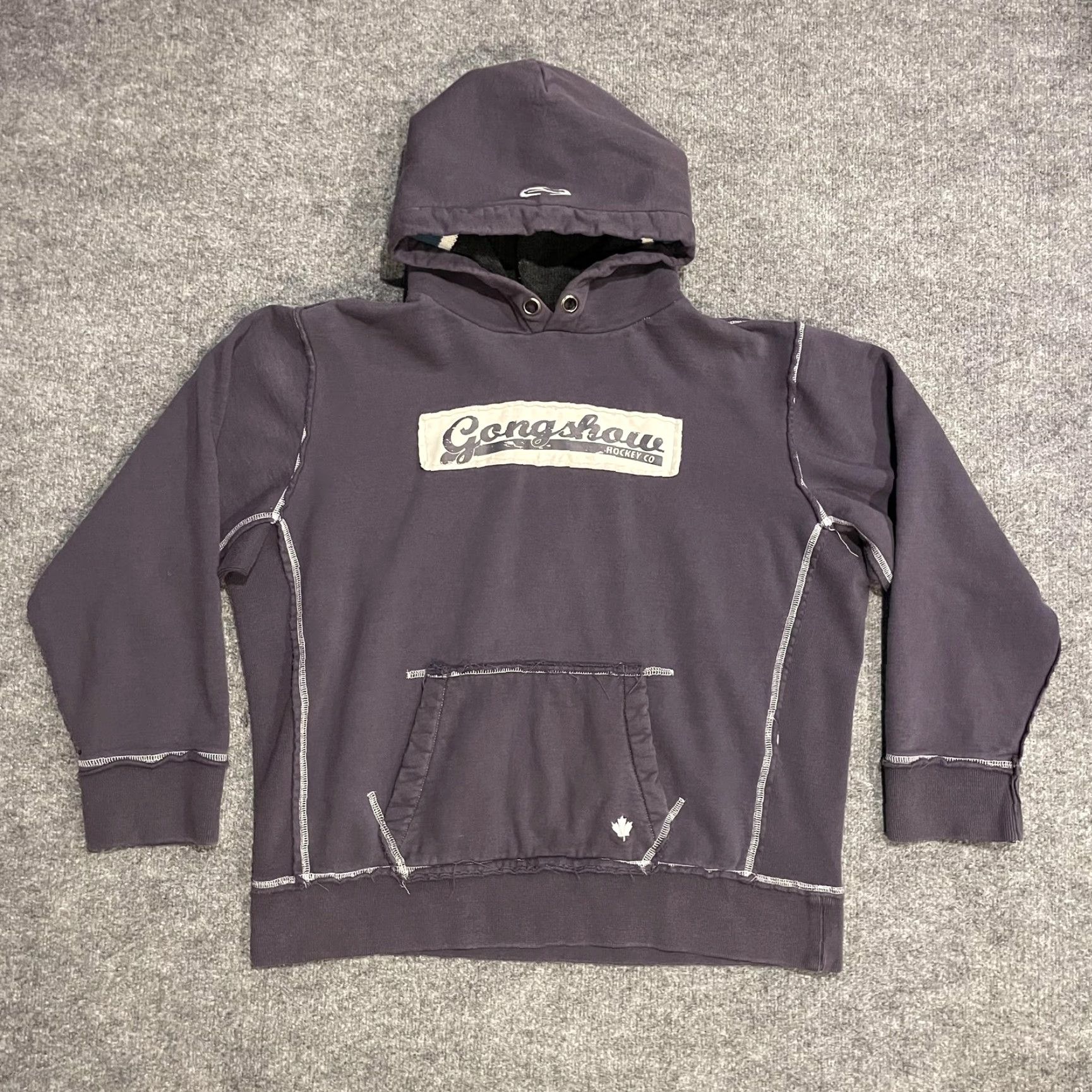 Vintage Gongshow Gear Hoodie Mens XL Purple Pullover Kangaroo Pocket Graphic Print Logo Embroidered Hooded Size US XL / EU 56 / 4 - 2 Thumbnail
