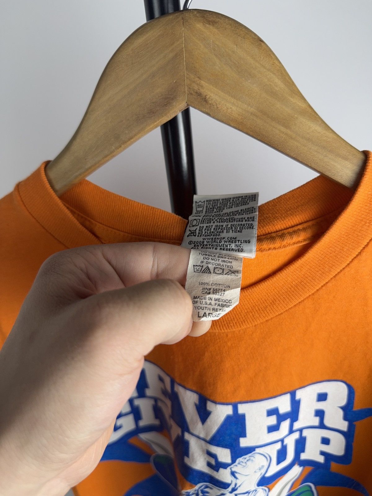 WWE WWE 2008 John Cena Never Give Up Tee Orange Youth L / S Size US S / EU 44-46 / 1 - 10 Thumbnail
