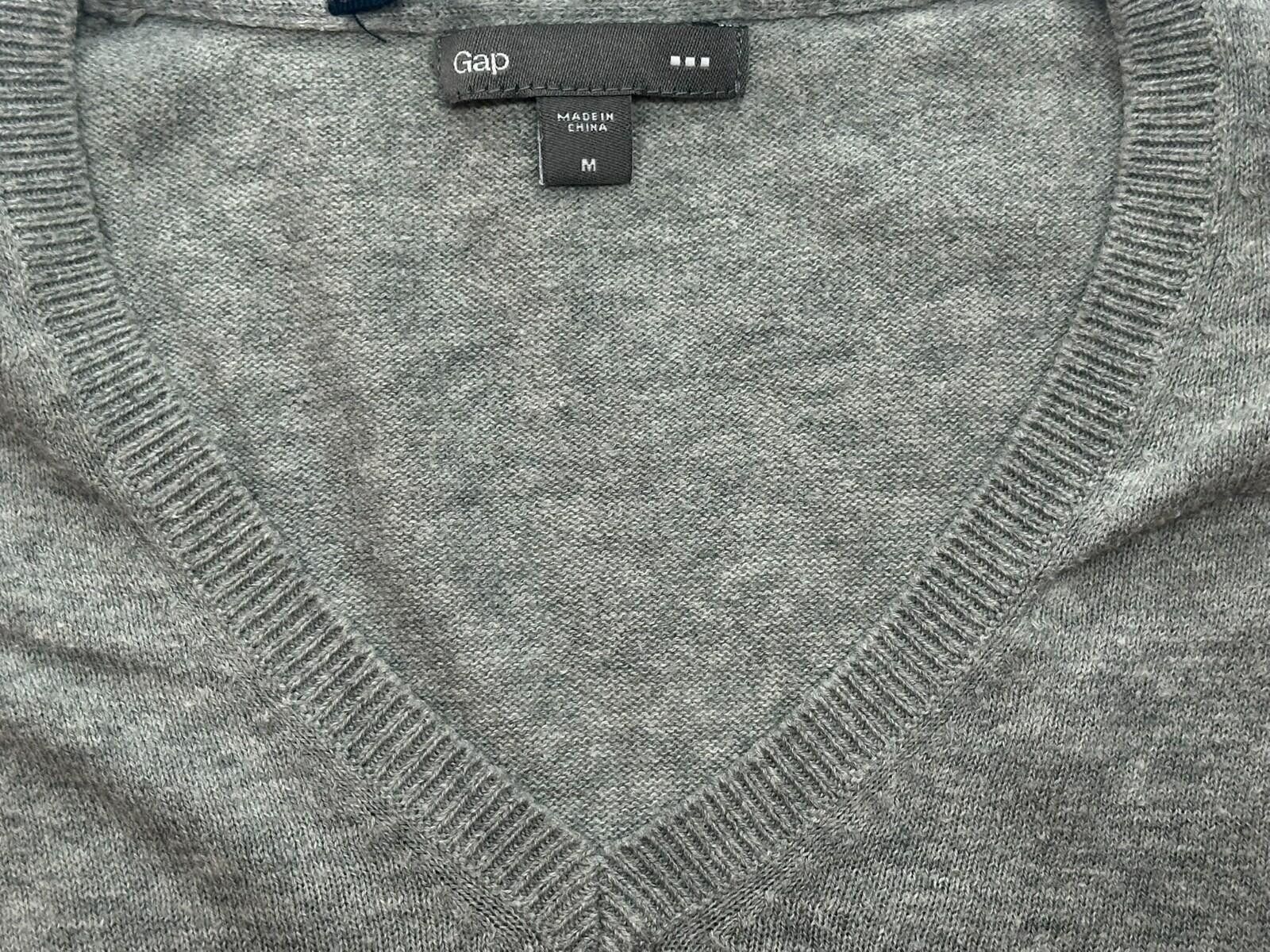 Gap Gap 100% Cotton V-Neck L/S Pullover Sweater Brown Men M Size US M / EU 48-50 / 2 - 6 Thumbnail