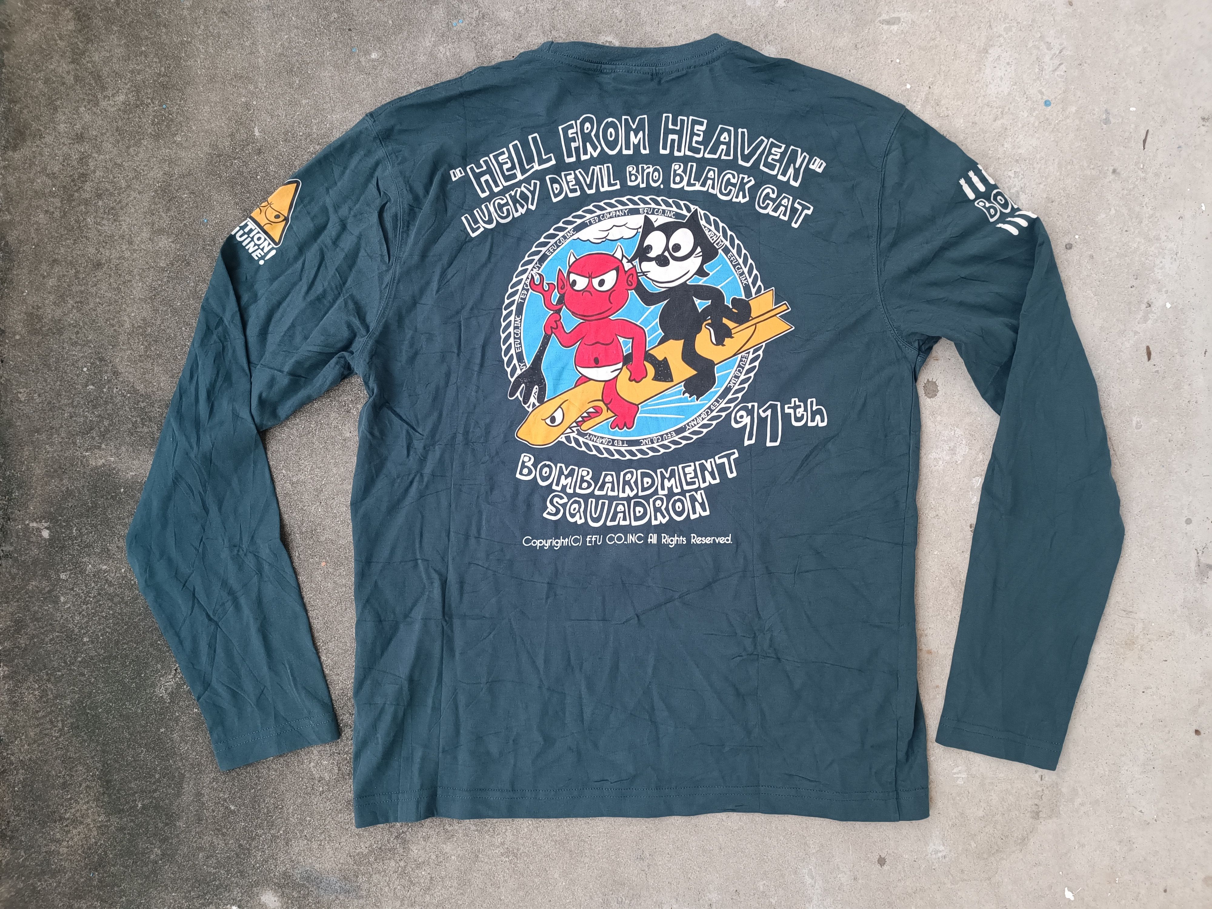t shirt long sleeve tedman's lucky devil broblack cat