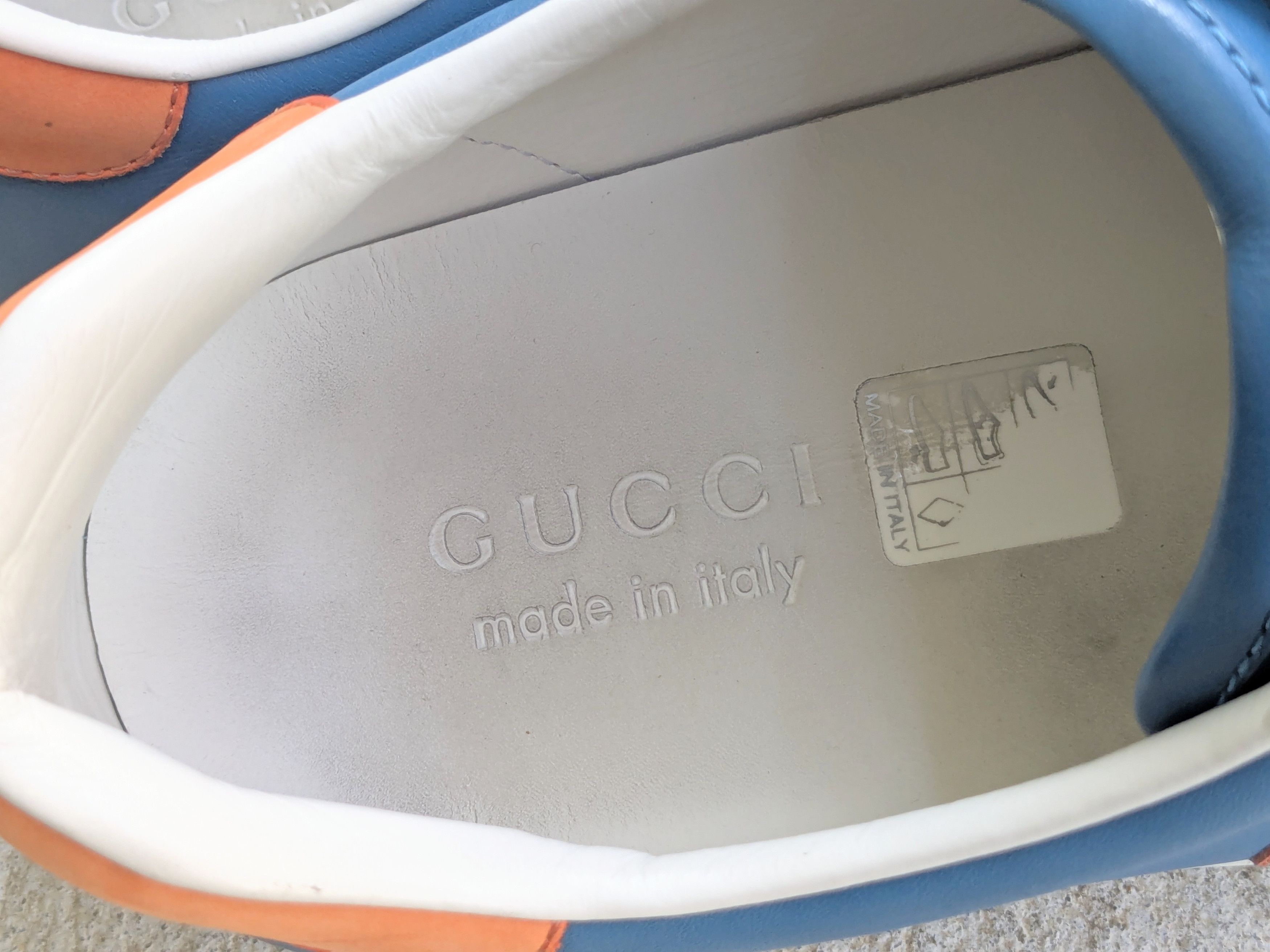 Gucci Gucci Ace Sneakers 8 Interlocking G Leather Blue Orange Size US 8 / EU 41 - 8 Thumbnail