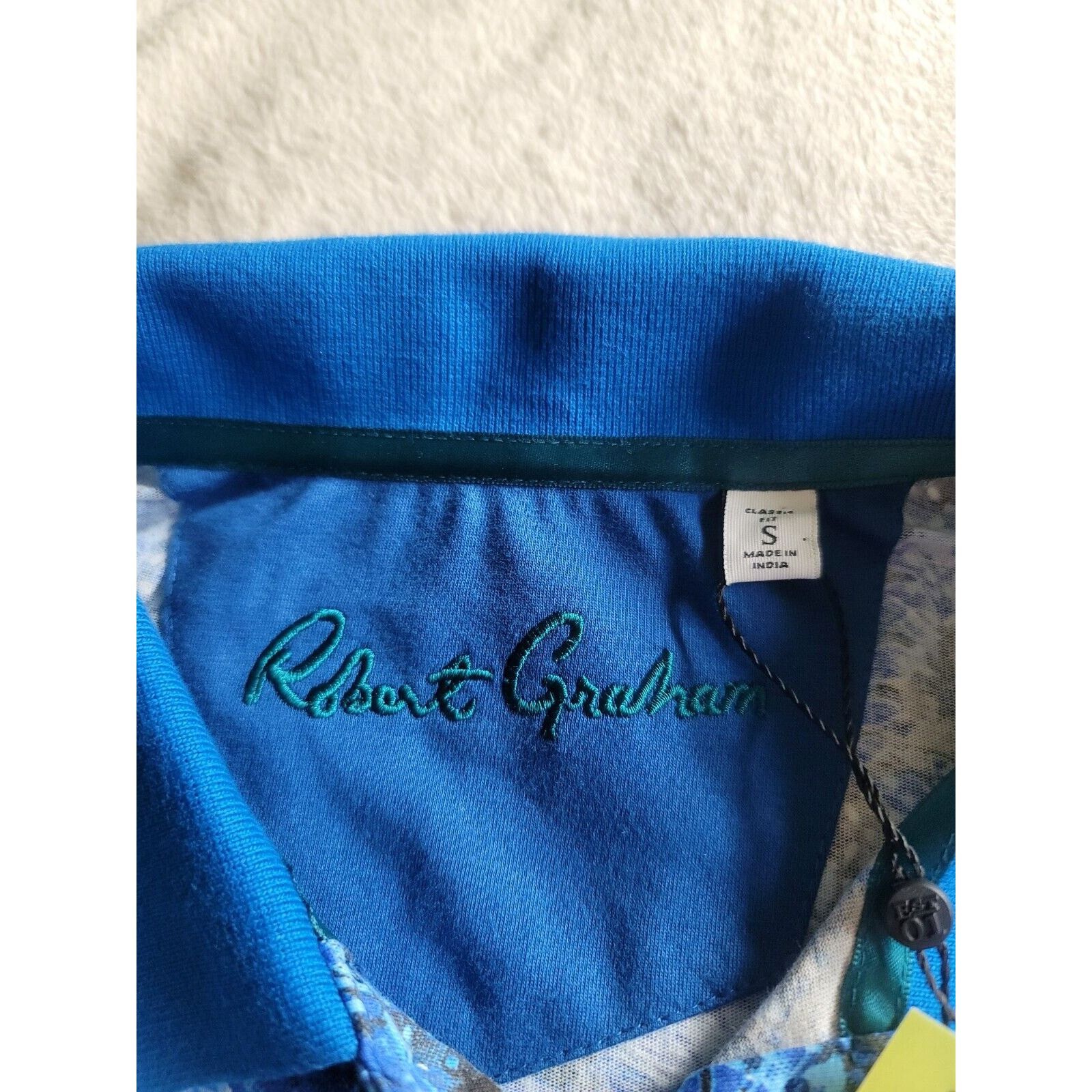 Robert Graham Robert Graham Mens Small Polo Blue Floral Pattern Warden Size US S / EU 44-46 / 1 - 3 Thumbnail