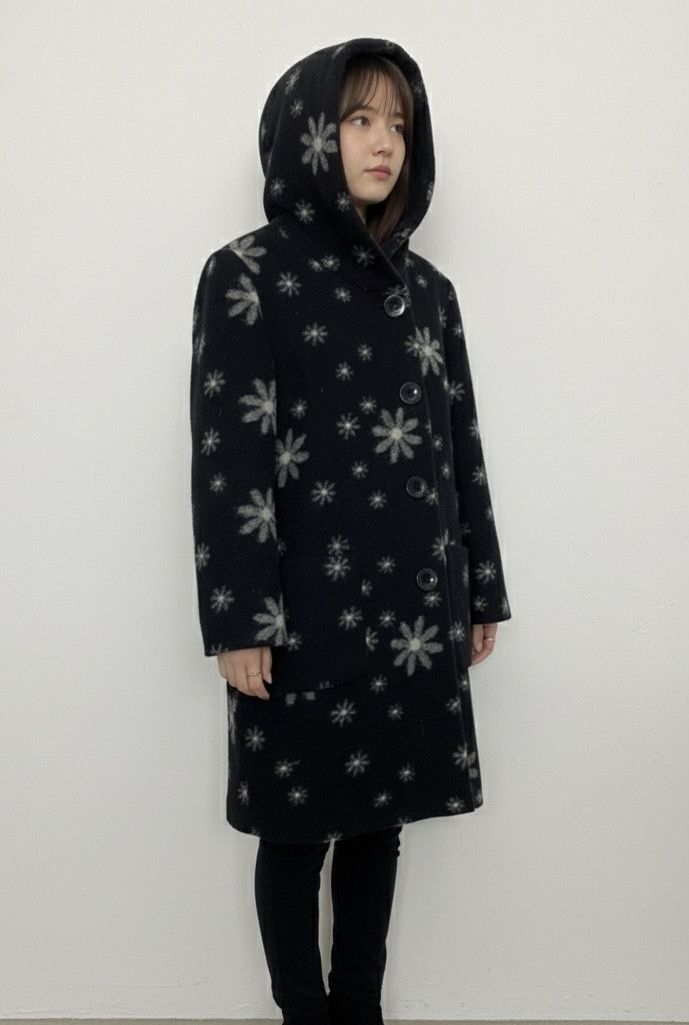 Vintage BALMAIN PARIS Flower Print Wool Blend Coat Jacket