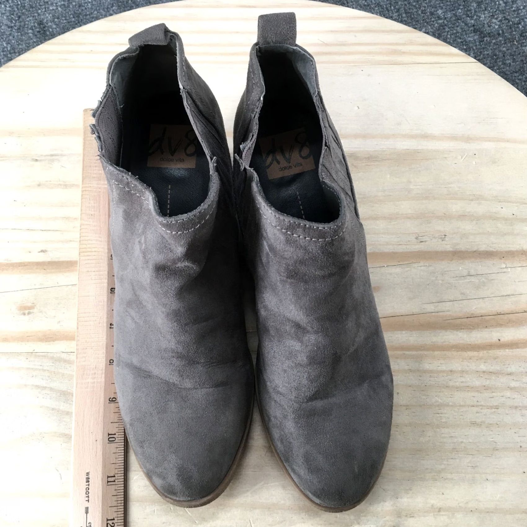 Dolce Vita DV8 By Dolce Vita Boots Womens 9 Ankle Booties Gray Suede Pull On Wedge Heel 2 1/2" Casual Size US 9 / IT 39 - 7 Thumbnail